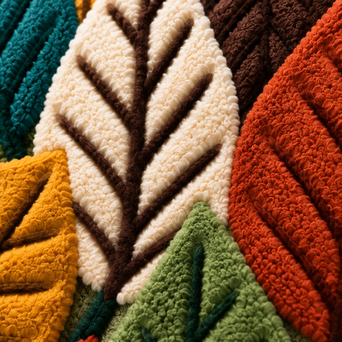 Autumn Leaf Chorus — tufted wool texture detail