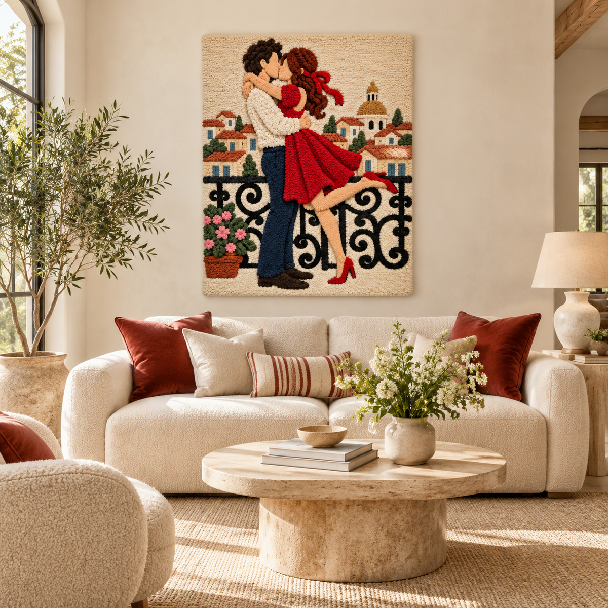 Balcony Embrace — front-facing room scene [room-front]