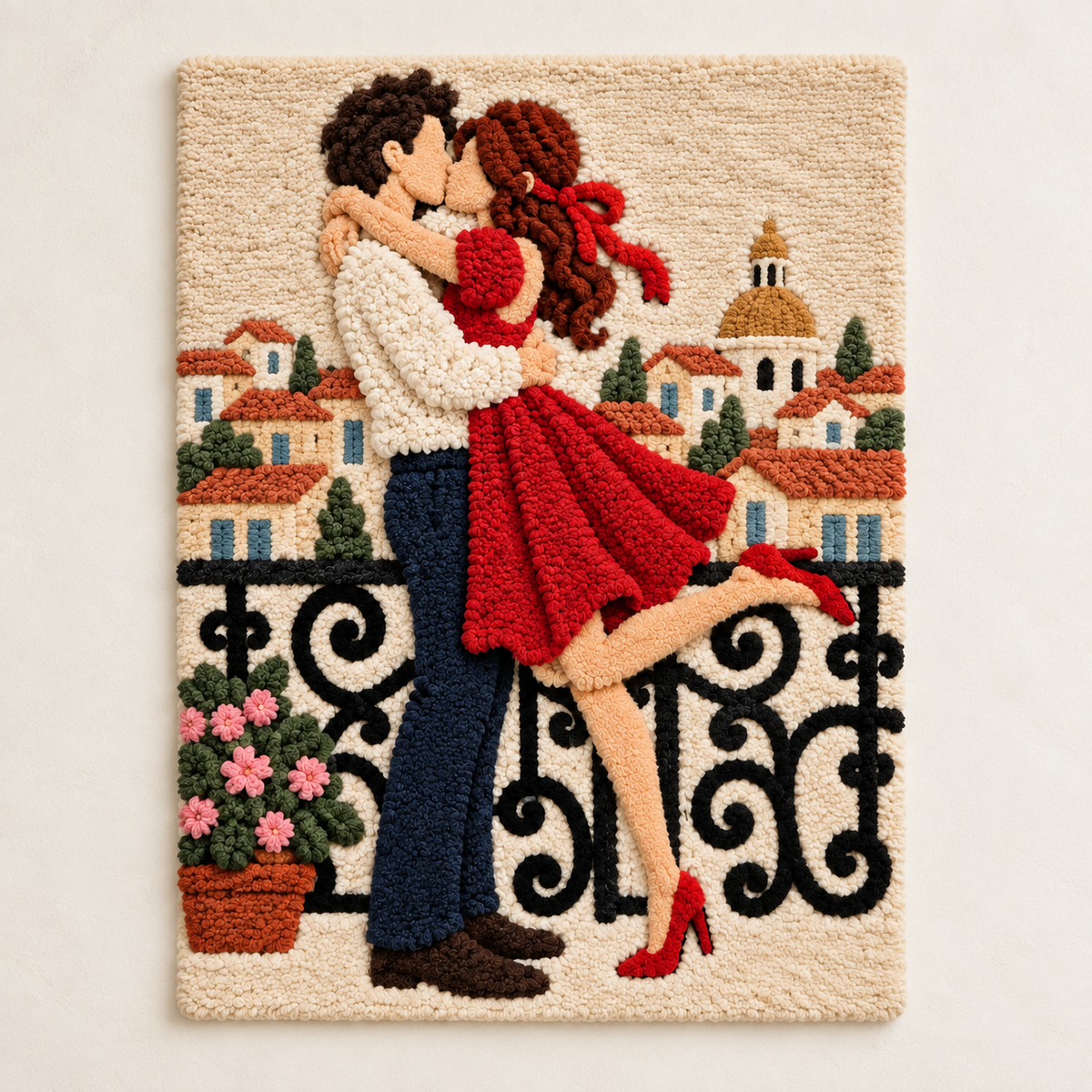 Hewn Earth Balcony Embrace wall art featuring a detailed, artistic depiction of a balcony scene in a natural style.