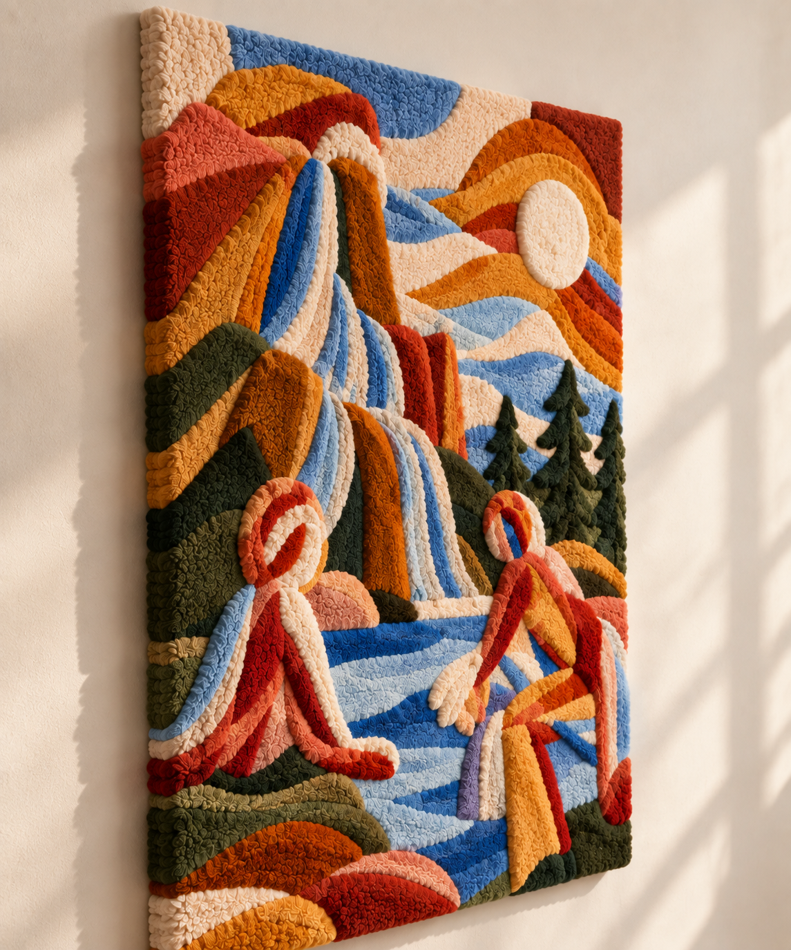 Bathers at Rainbow Falls — angled relief view