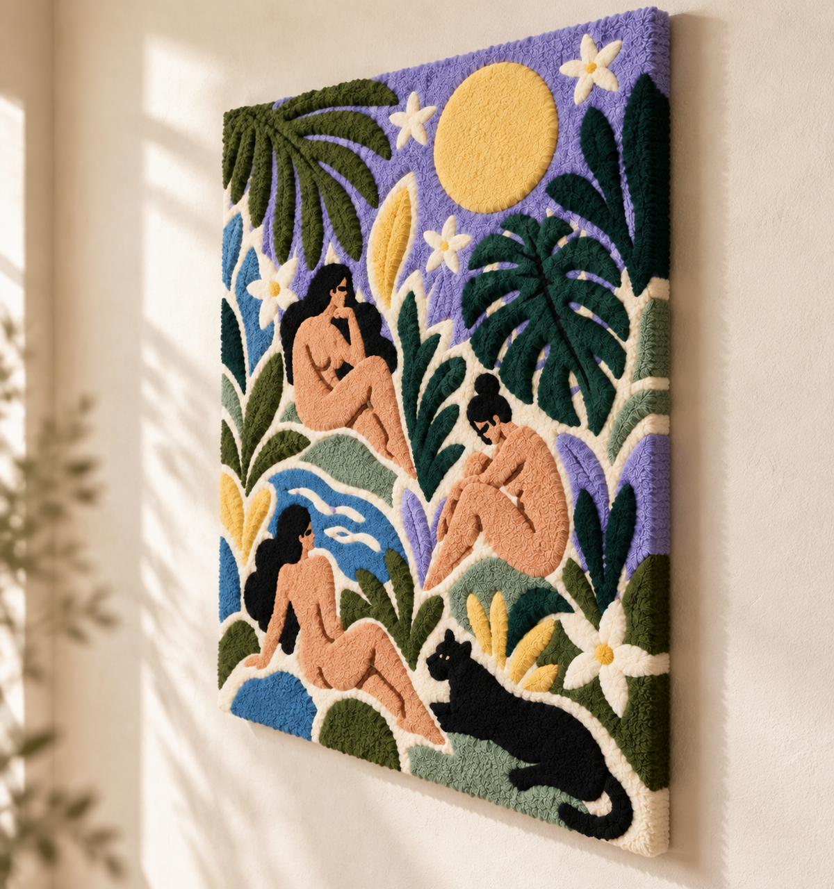 Bathers Beneath the Lavender Moon — angled relief view