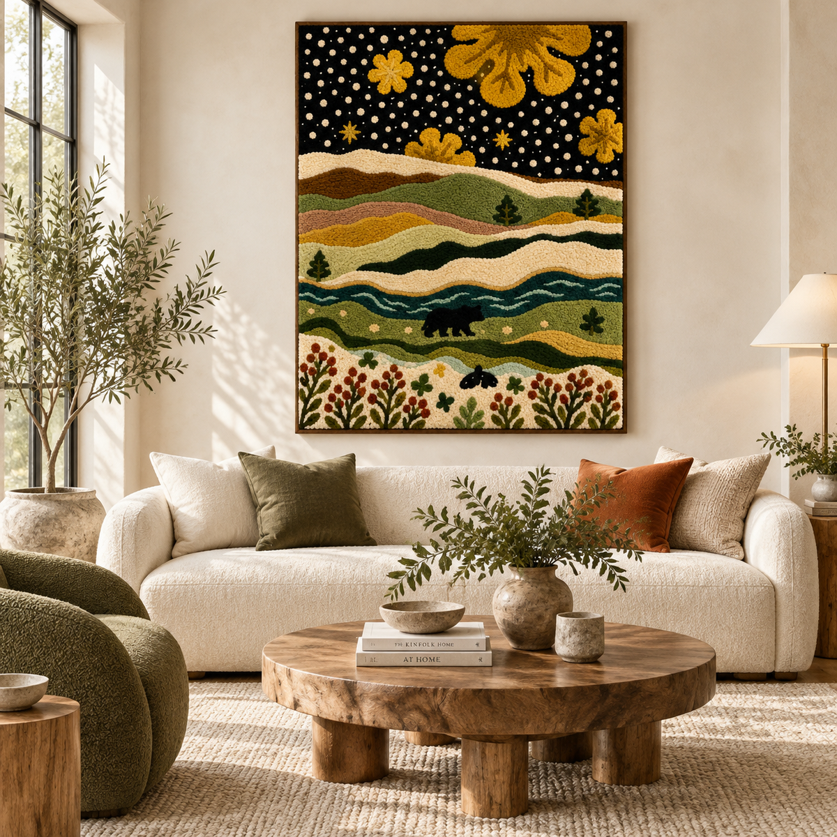 Bear Beneath the Golden Sky — front-facing room scene