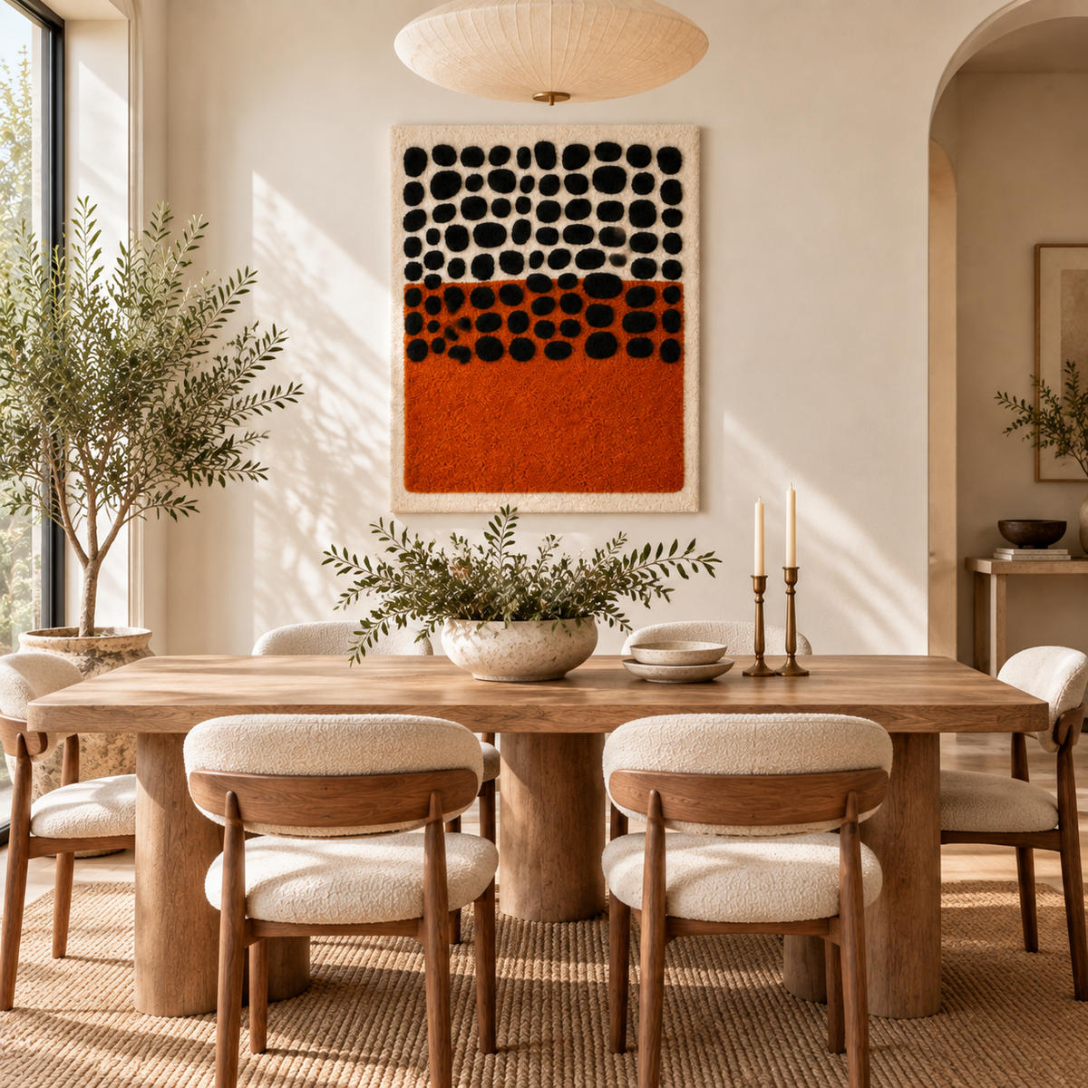 Hewn Earth wall art featuring black pebbles layered over a clay horizon, showcasing textured, earthy design for modern interior decor.