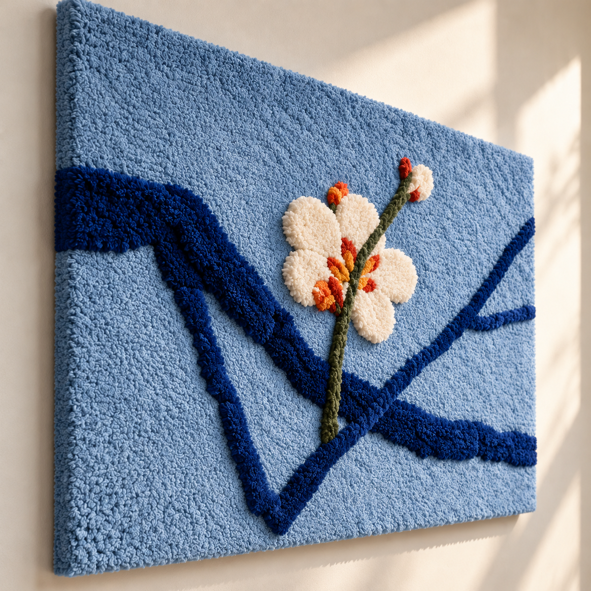 Blossom Against Blue by Hewn Earth Studio — angled relief view