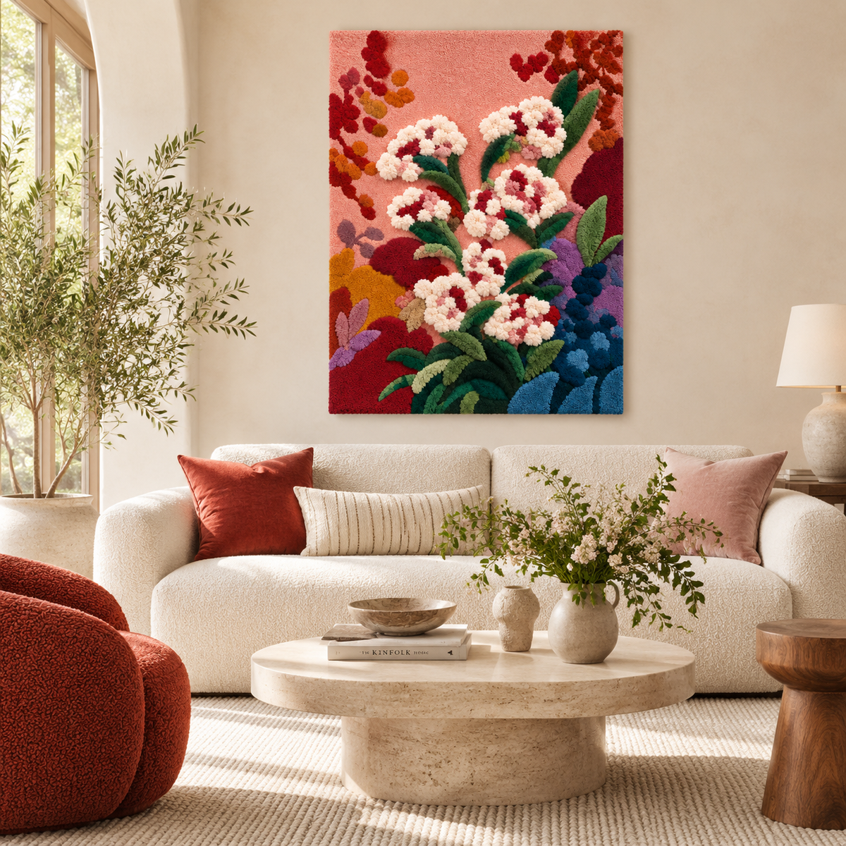Blossoms at Coral Hour — front-facing room scene