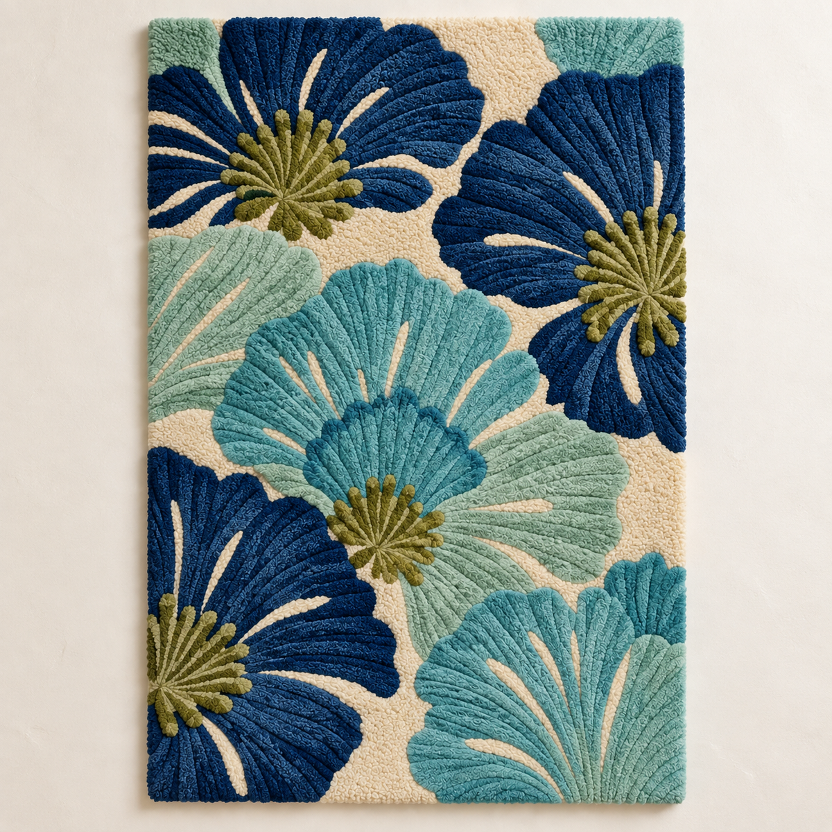 Blue Anemone Chorus wall art by Hewn Earth featuring a vibrant blue floral design on a light background.