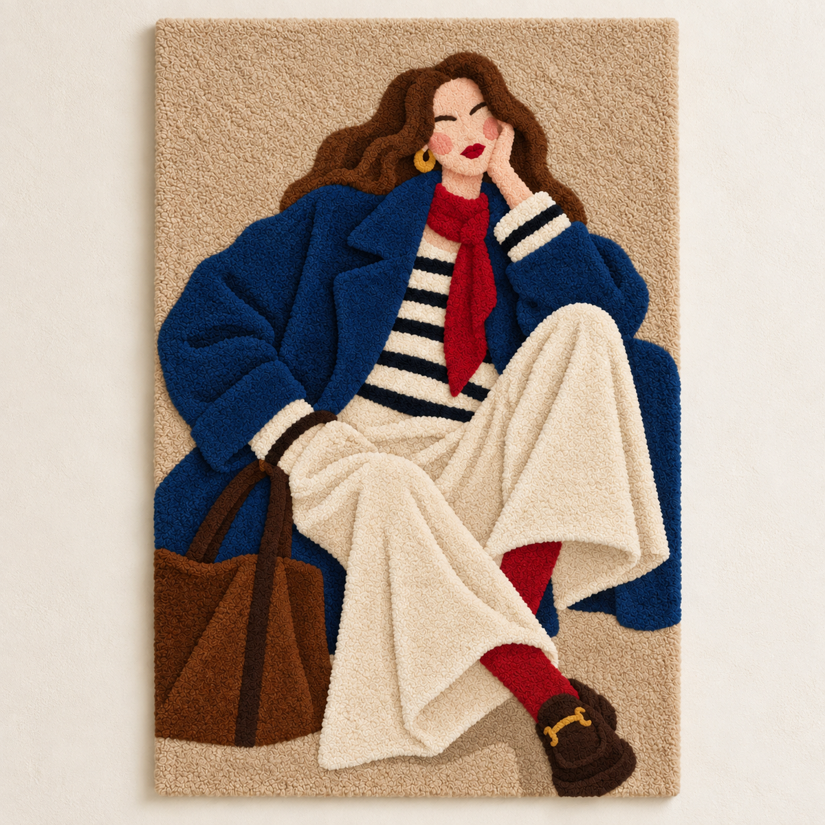 Blue Wall Art titled "Pause" by Hewn Earth featuring a calming blue coat design on a light background.
