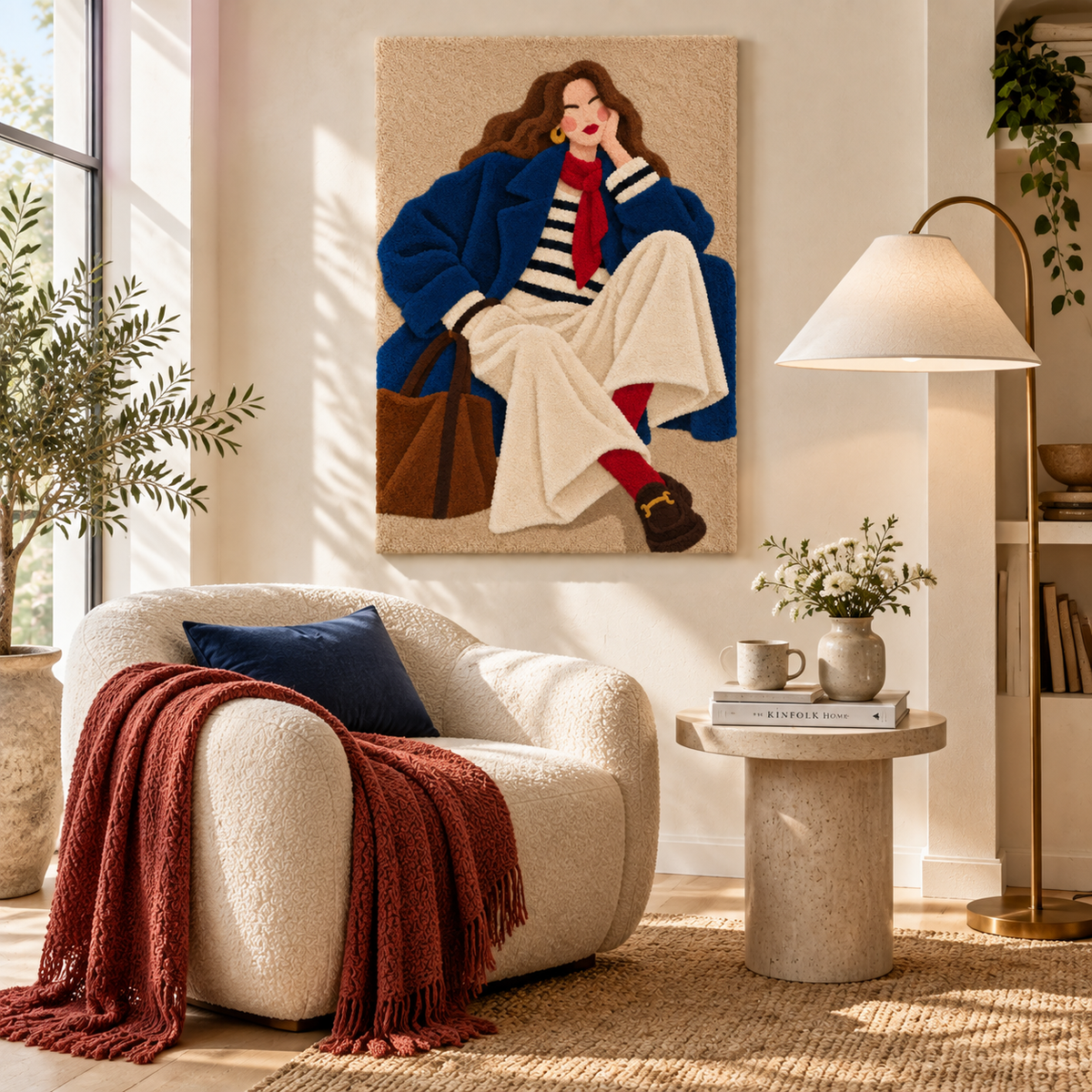 Hewn Earth Blue Coat Pause wall art featuring a vibrant blue abstract design on a canvas.