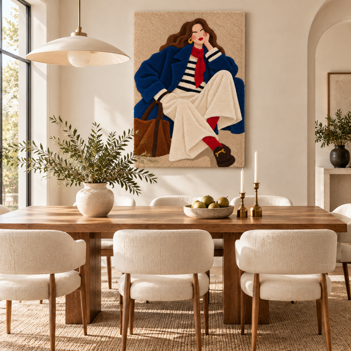 Hewn Earth Blue Coat Pause wall art featuring abstract blue and neutral tones on a canvas print.