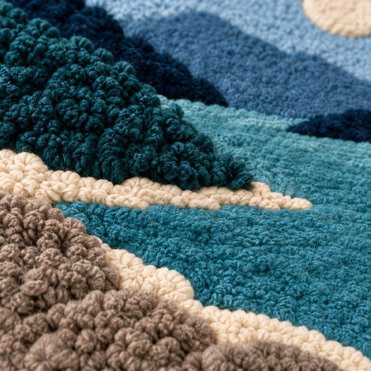 Blue Cove Moonrise — tufted wool texture detail