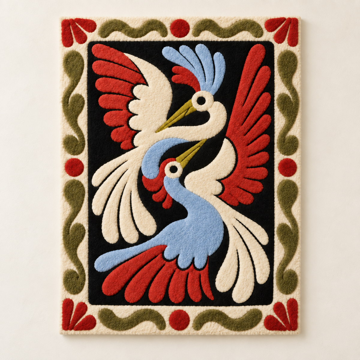 Blue Cranes in Scarlet Flight — front product view [product-light]