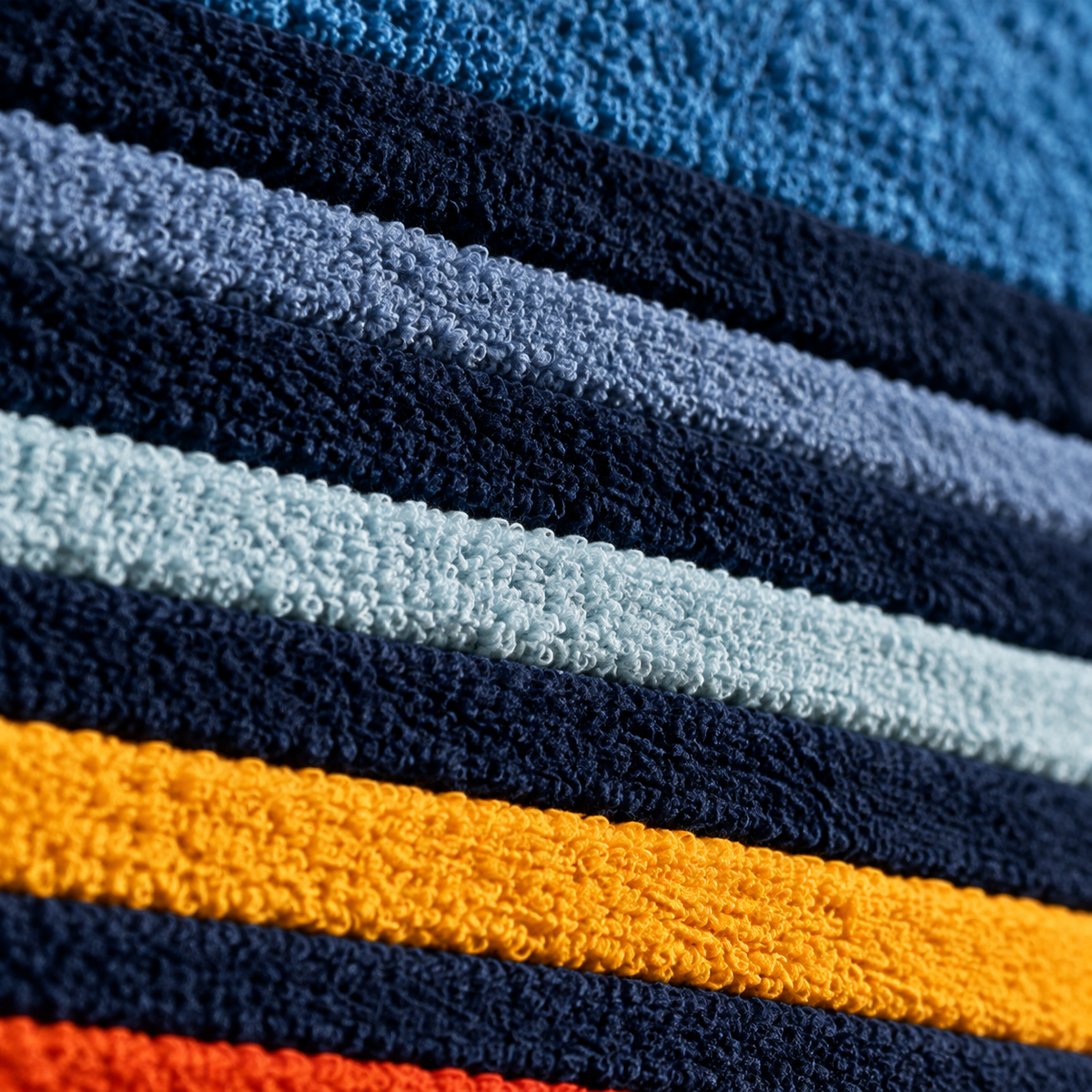 Blue Dusk with Ember Stripes — tufted wool texture detail