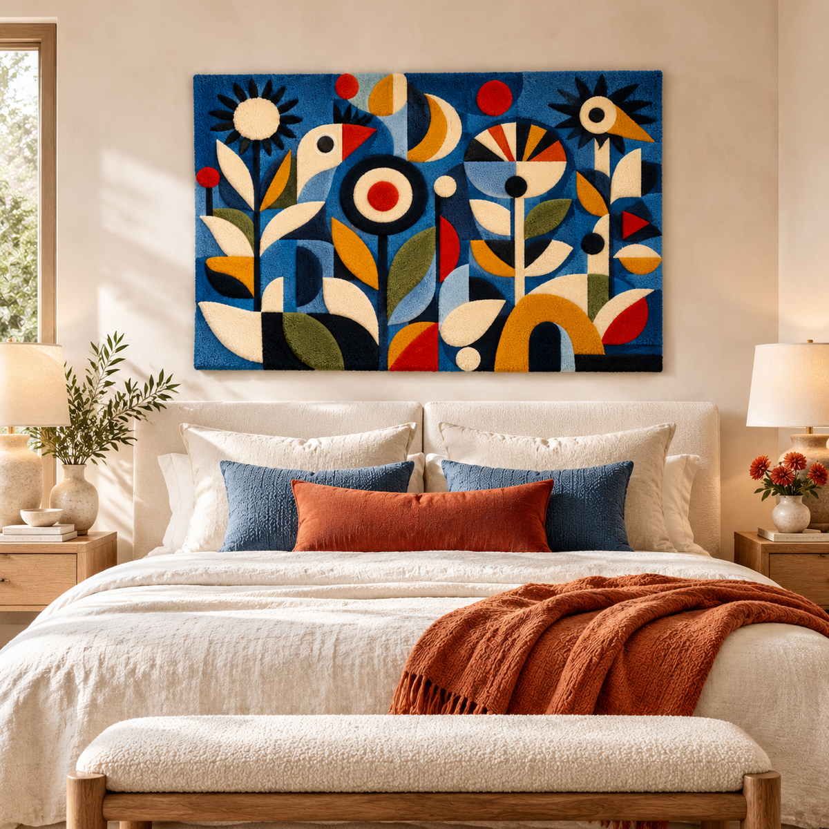 Blue Garden Birds by Hewn Earth Studio — room setting