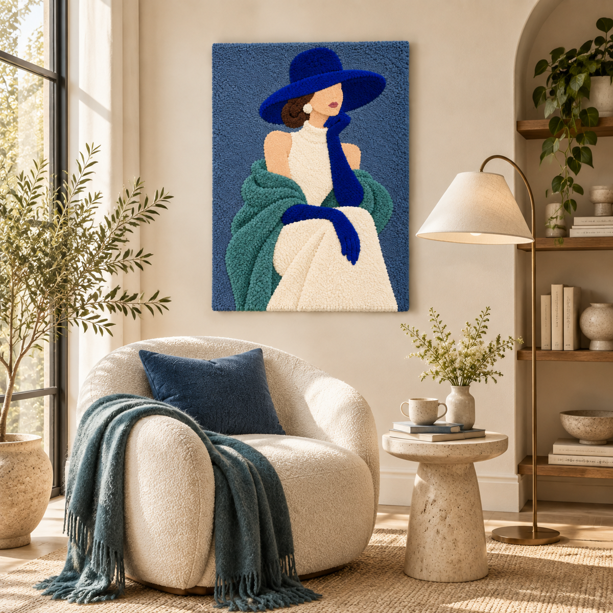 Blue Glove Reverie wall art by Hewn Earth featuring abstract blue-toned design on canvas.