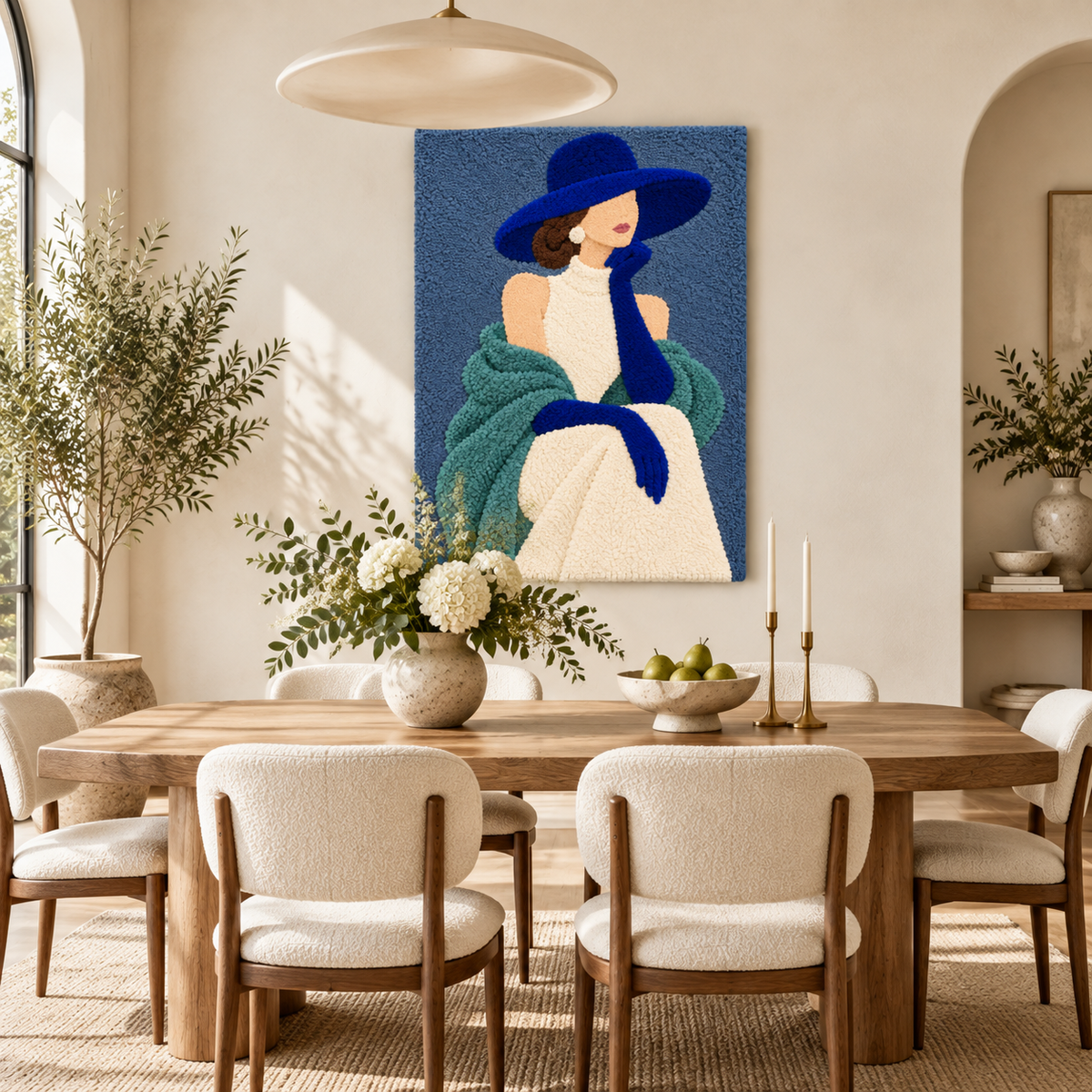 Blue Glove Reverie wall art by Hewn Earth featuring a vibrant blue glove design on a textured background.
