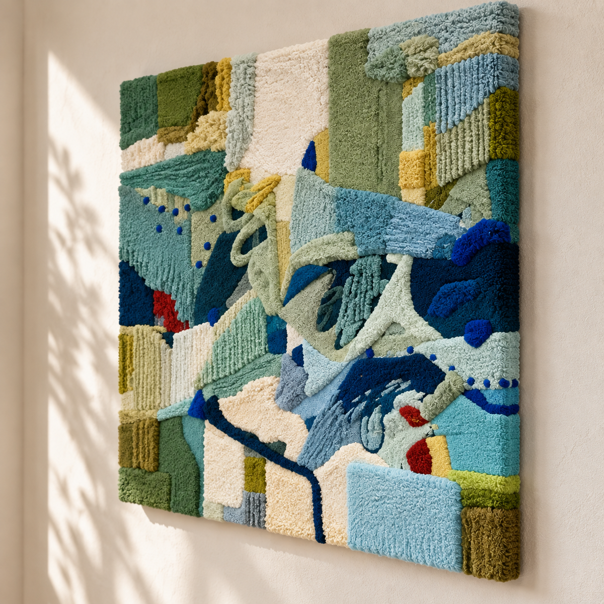 Blue Green Fragments — angled relief view