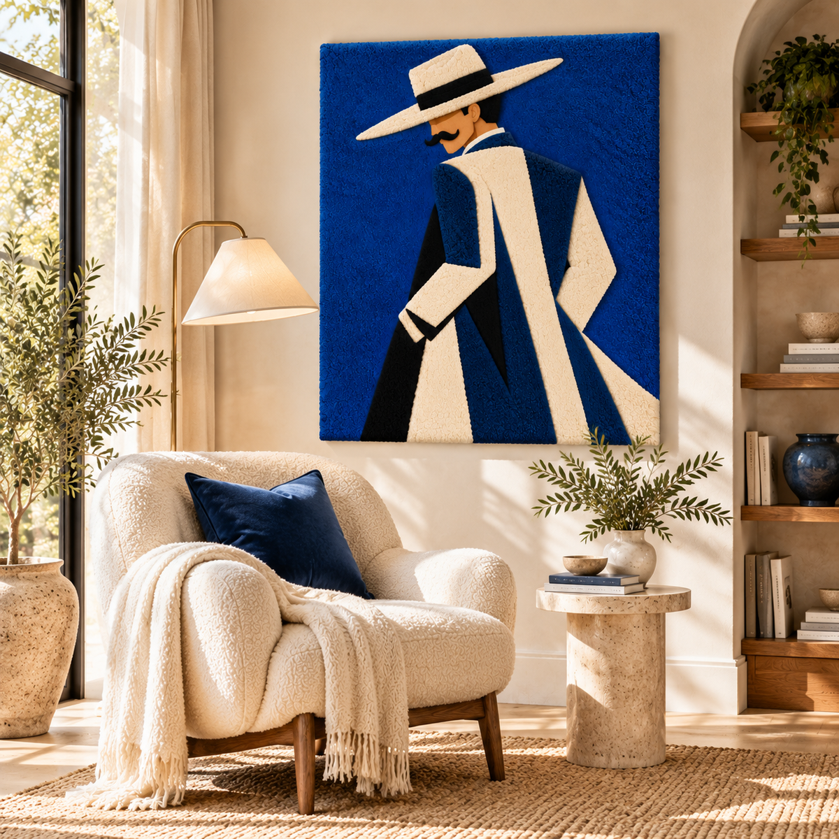 Blue Hatted Gentleman by Hewn Earth Studio — room setting