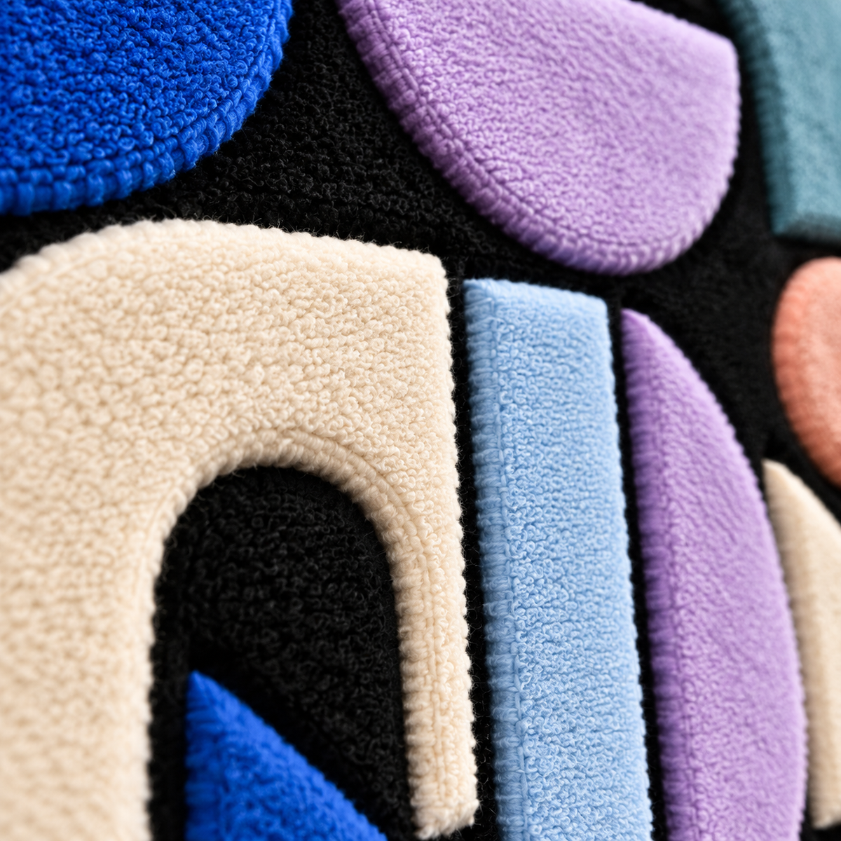 Blue Hour Geometry — tufted wool texture detail