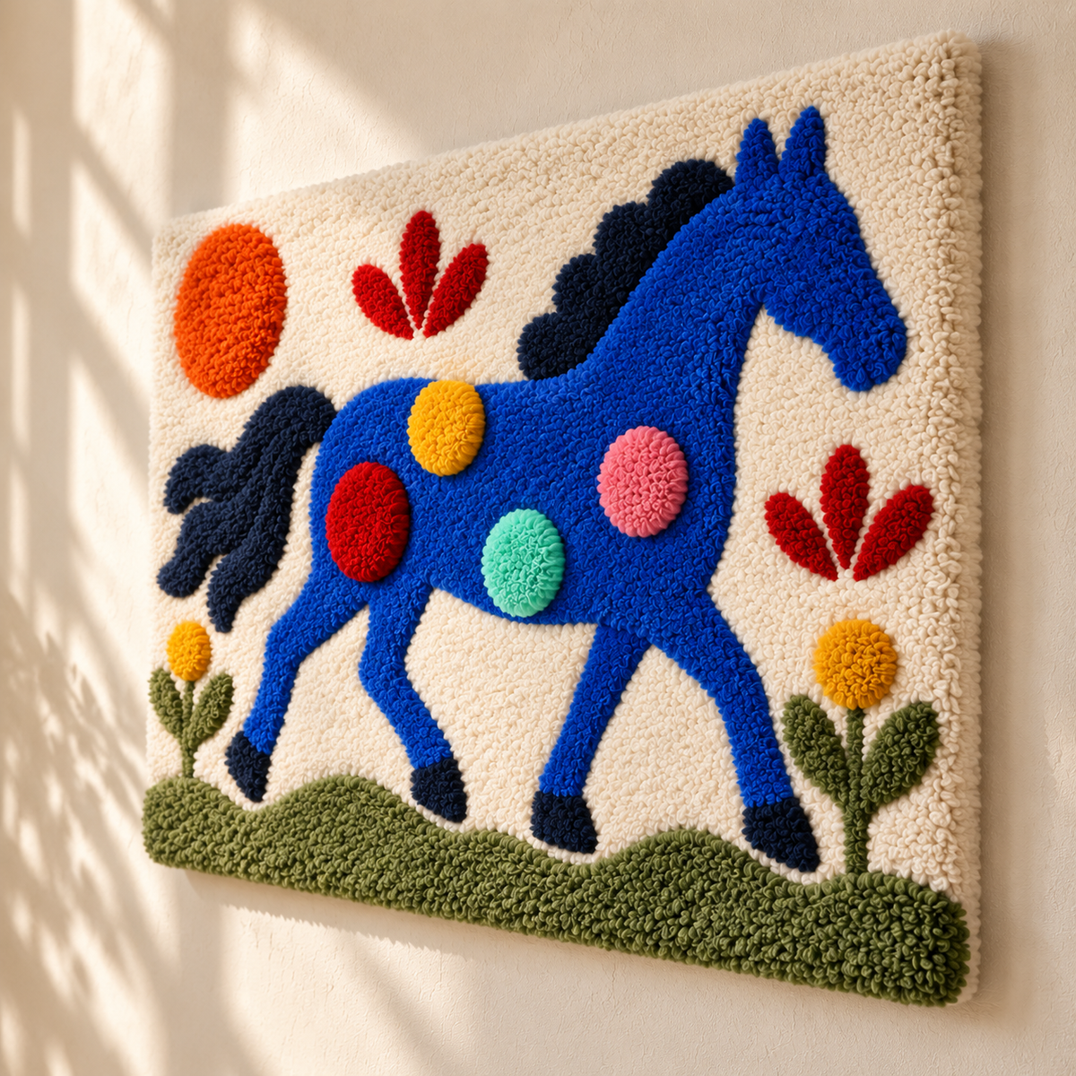 Blue Meadow Steed — angled relief view