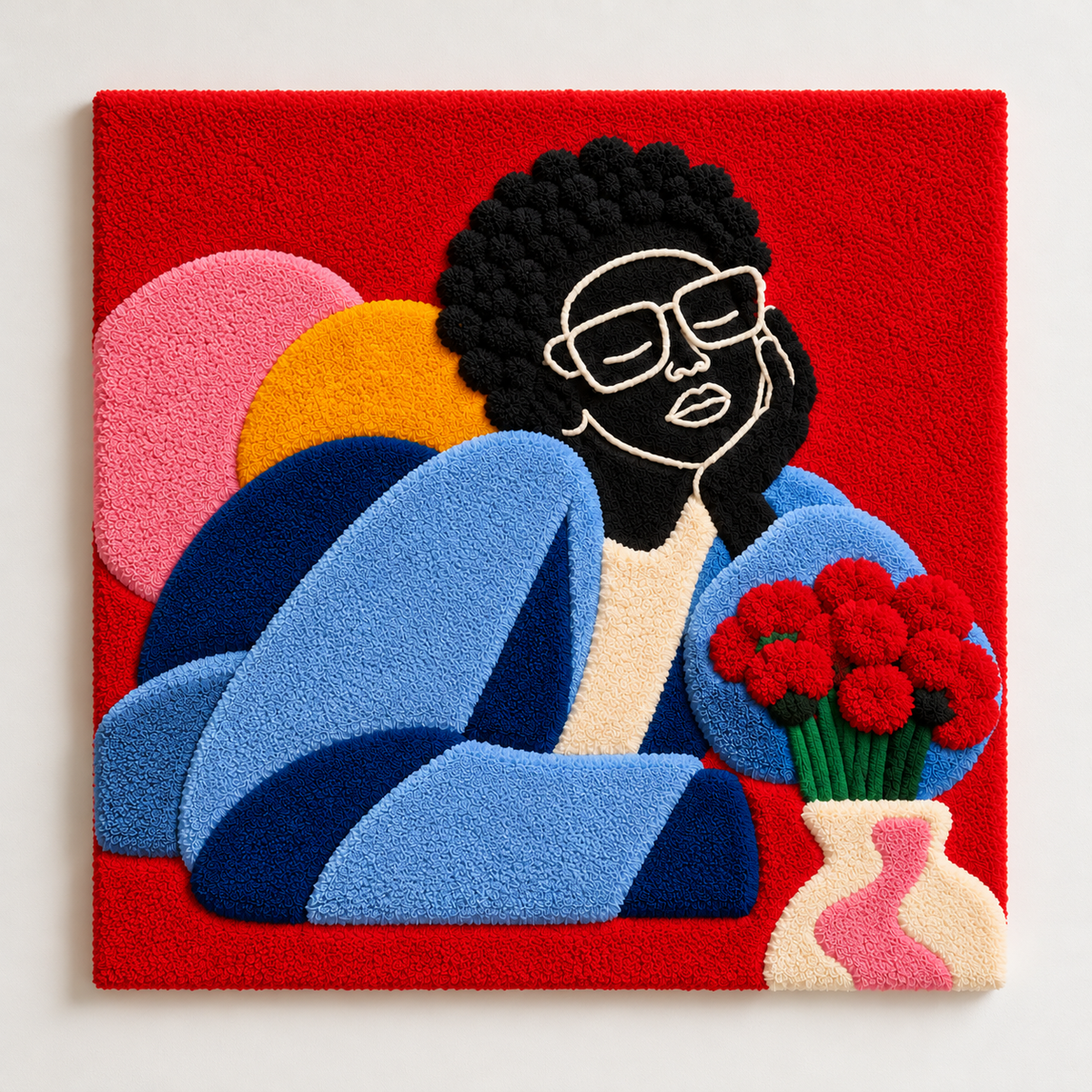 Blue Muse with Red Roses by Hewn Earth Studio — front product view [product-light]