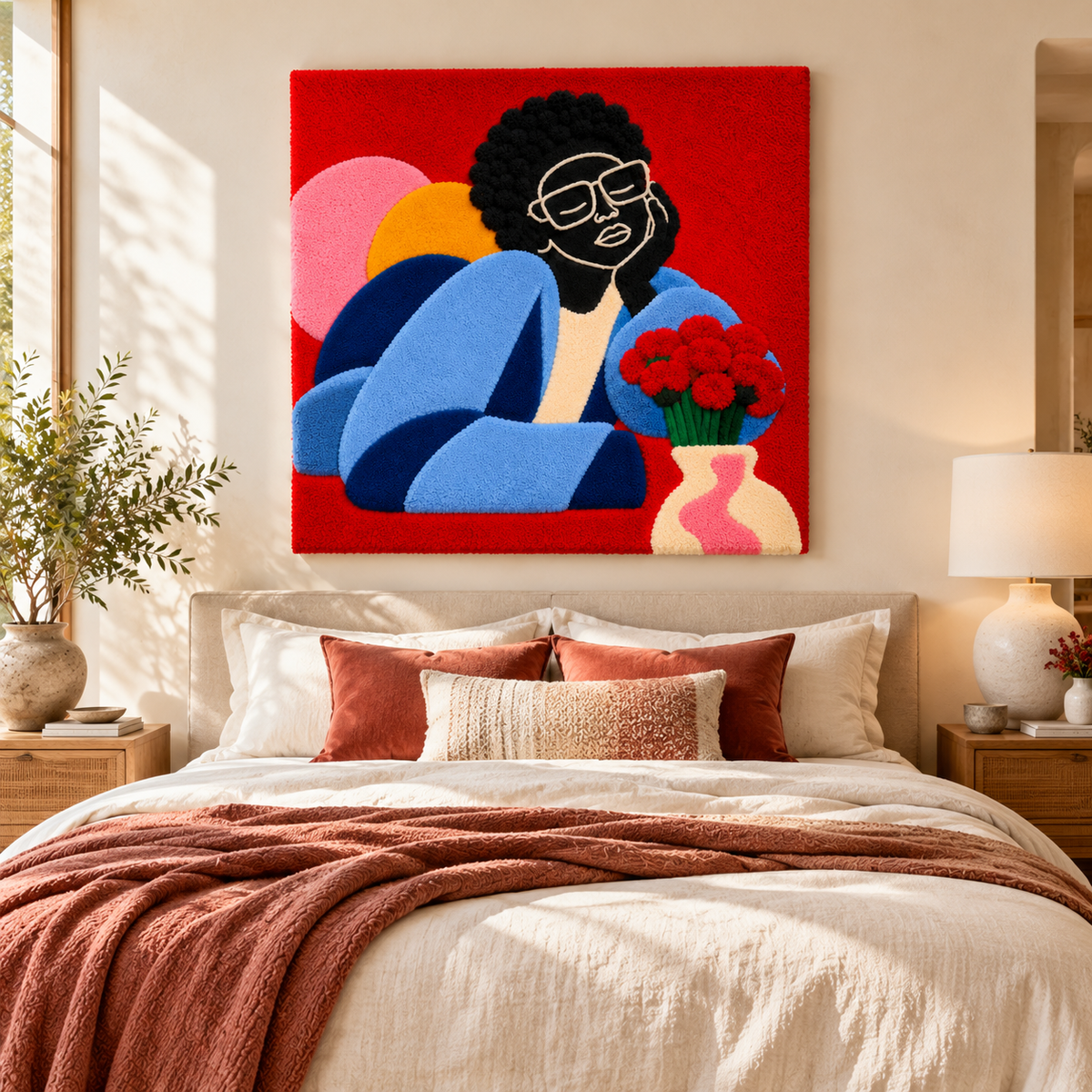 Blue Muse with Red Roses by Hewn Earth Studio — room setting