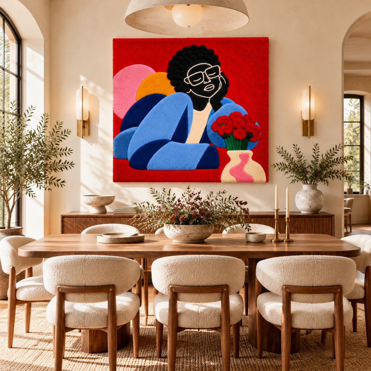 Blue Muse with Red Roses by Hewn Earth Studio — room setting
