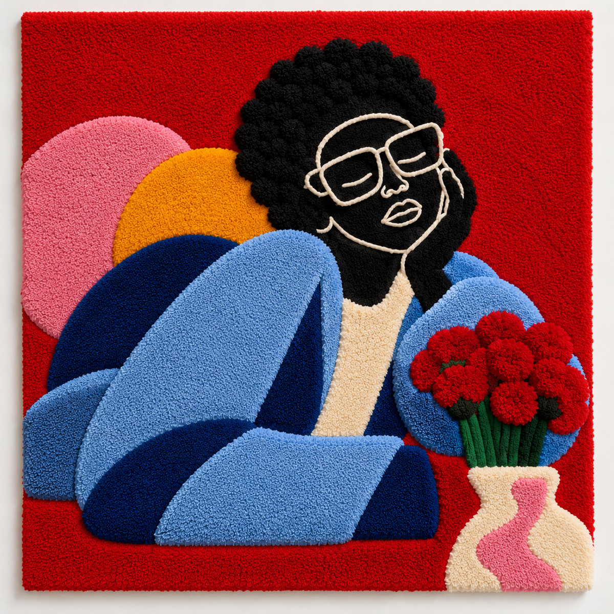 Blue Muse with Red Roses by Hewn Earth Studio — additional product view