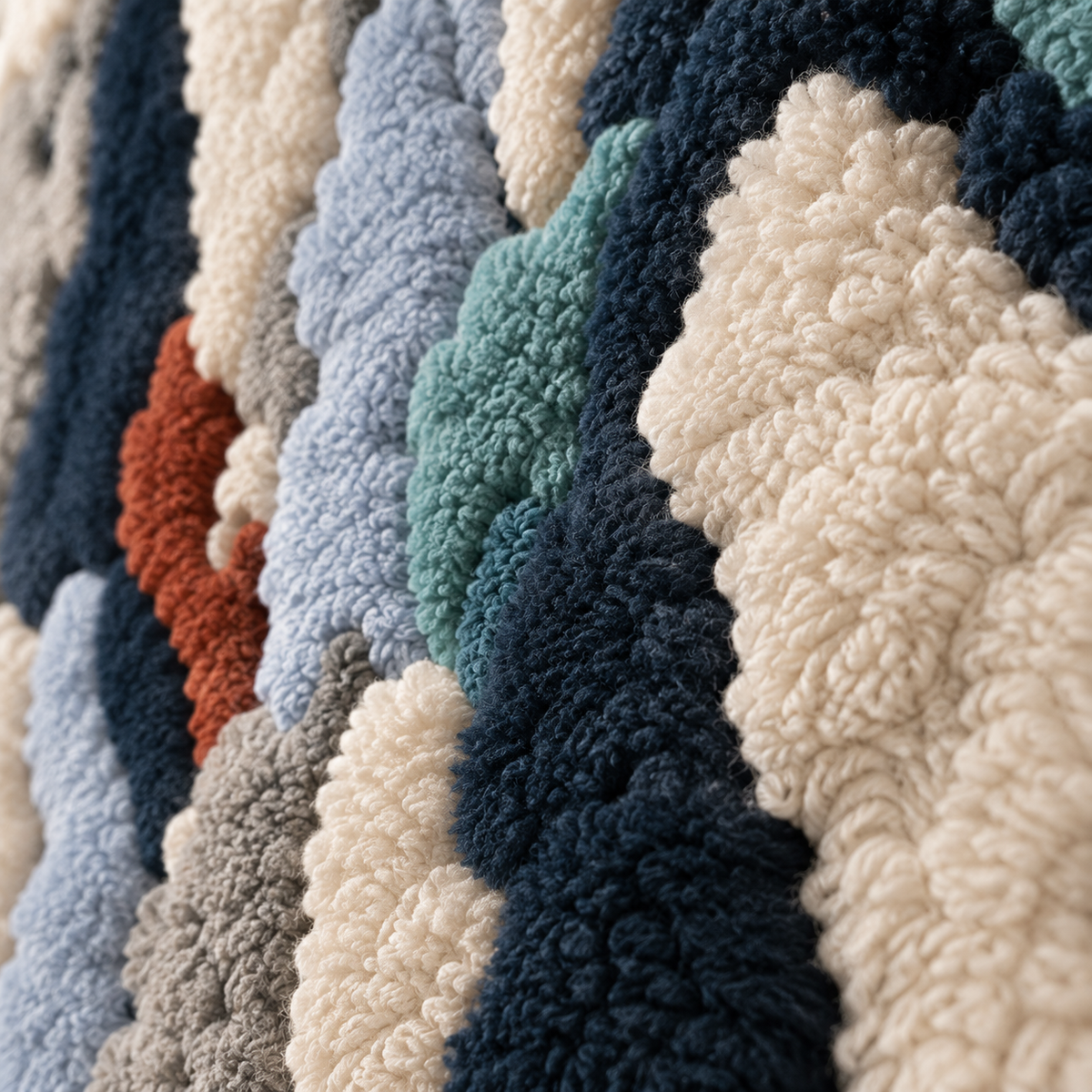 Blue Rain Strata — tufted wool texture detail