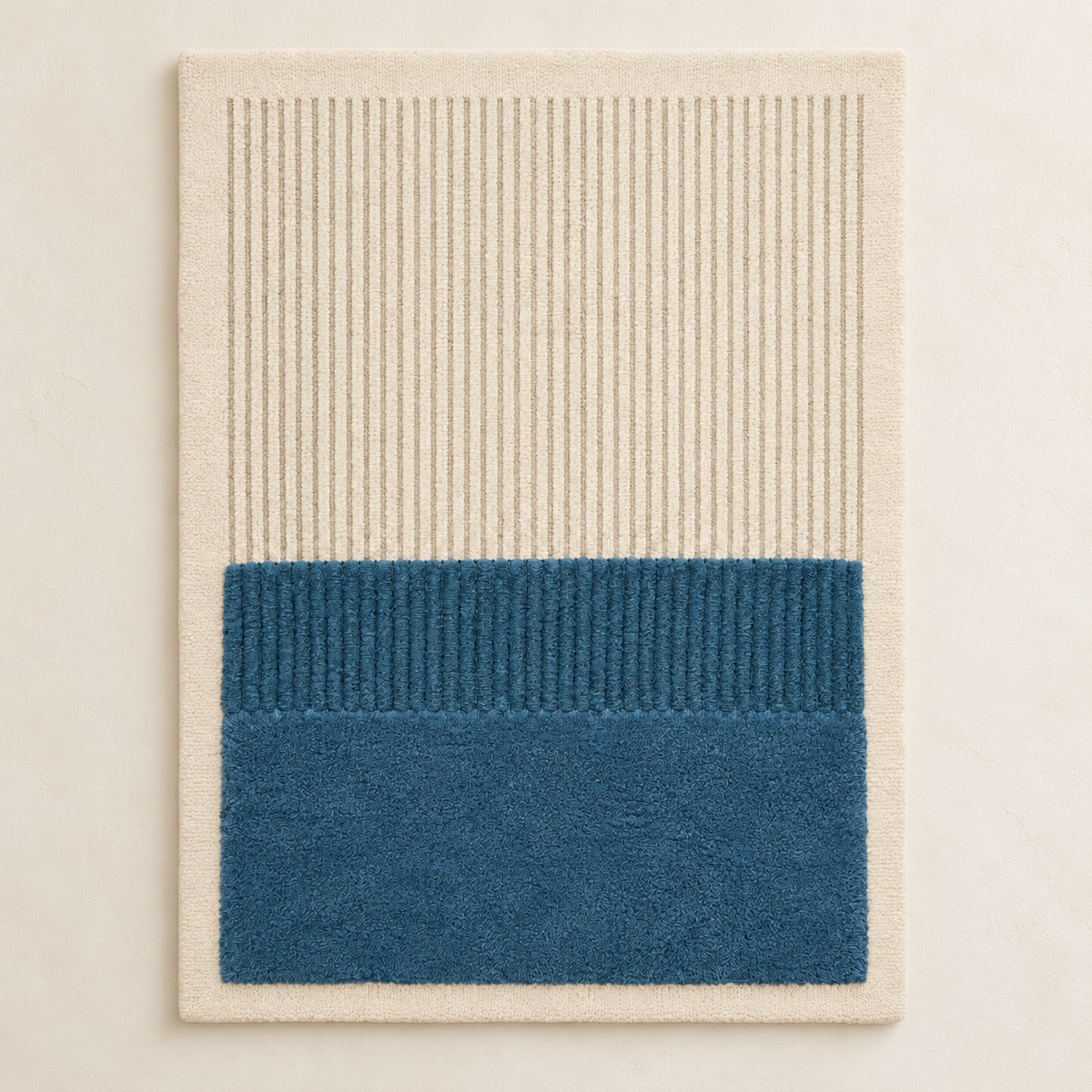 Blue ribbed wall art piece by Hewn Earth featuring textured, blue design with a modern, minimalist aesthetic.