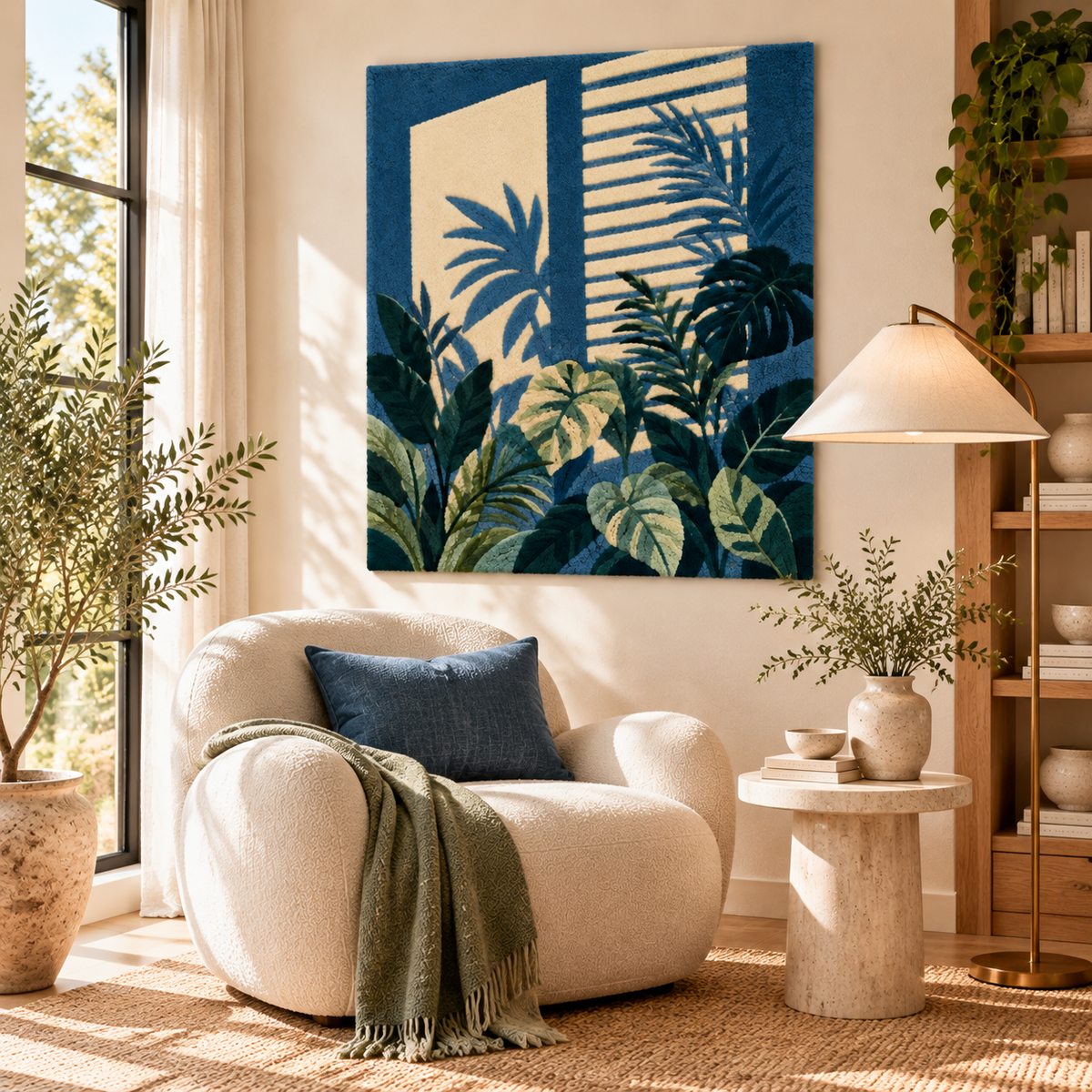 Blue Shutter Jungle by Hewn Earth Studio — room setting