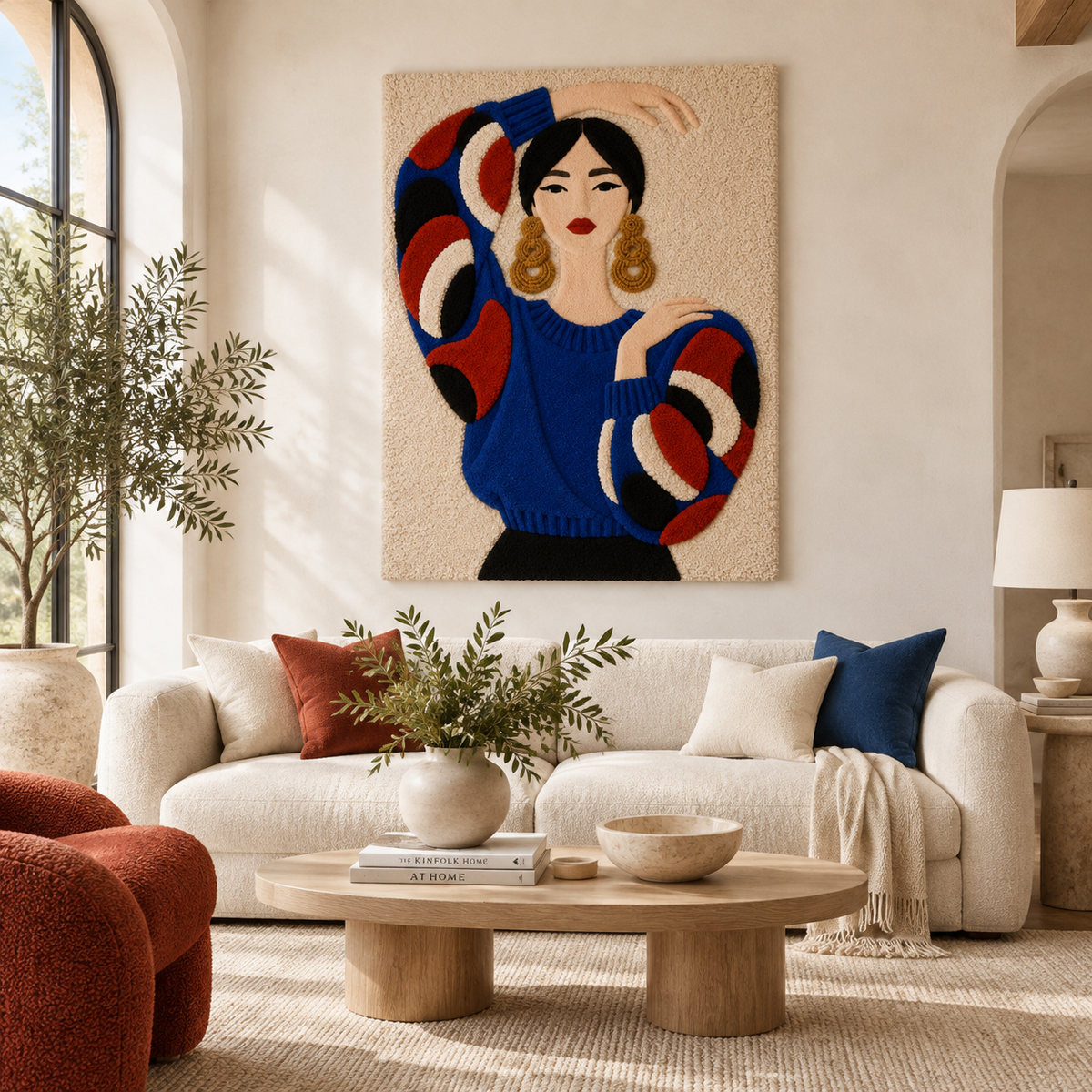 Blue Sweater Dancing Pose — front-facing room scene [room-front]