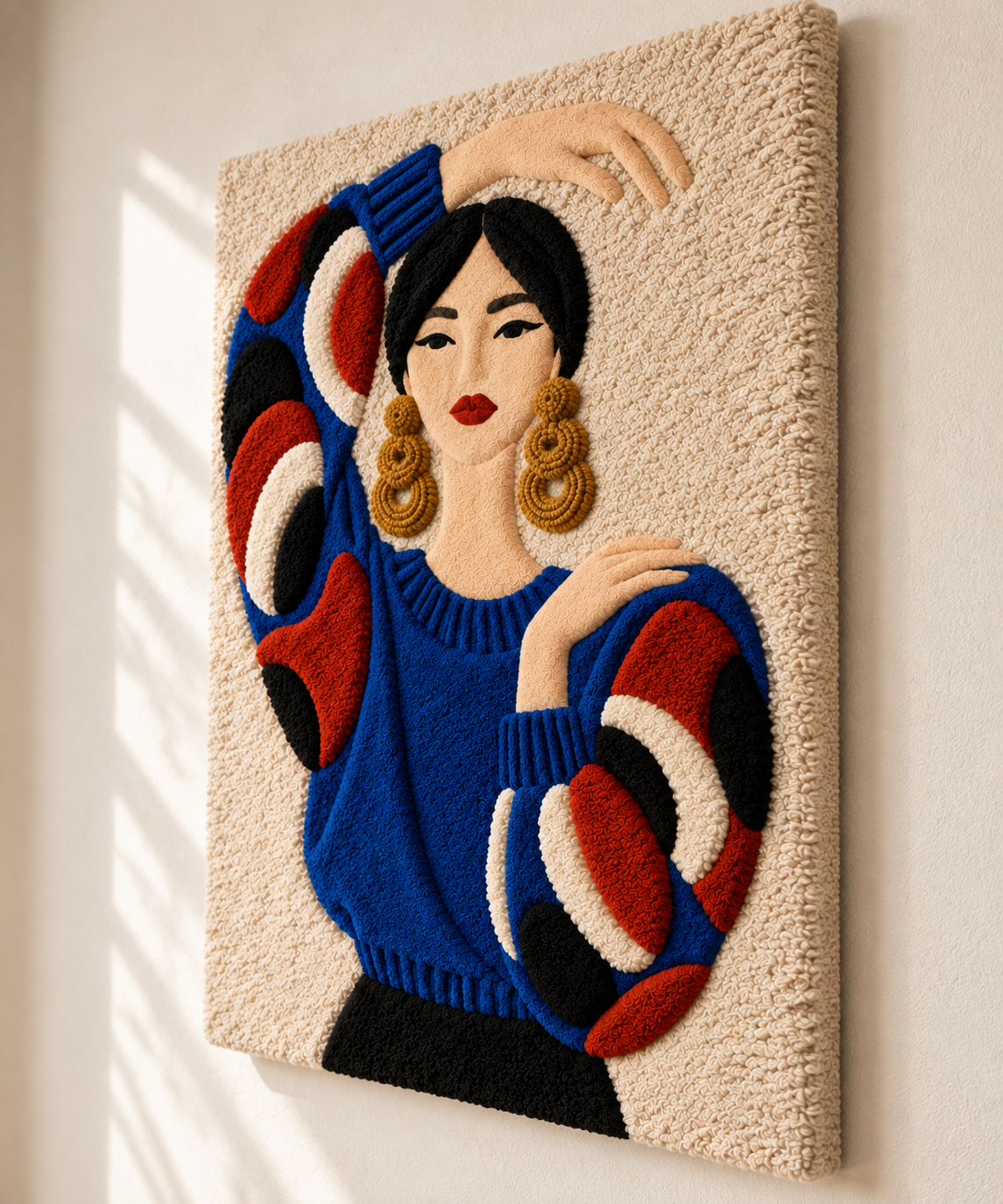 Blue Sweater Dancing Pose — angled relief view