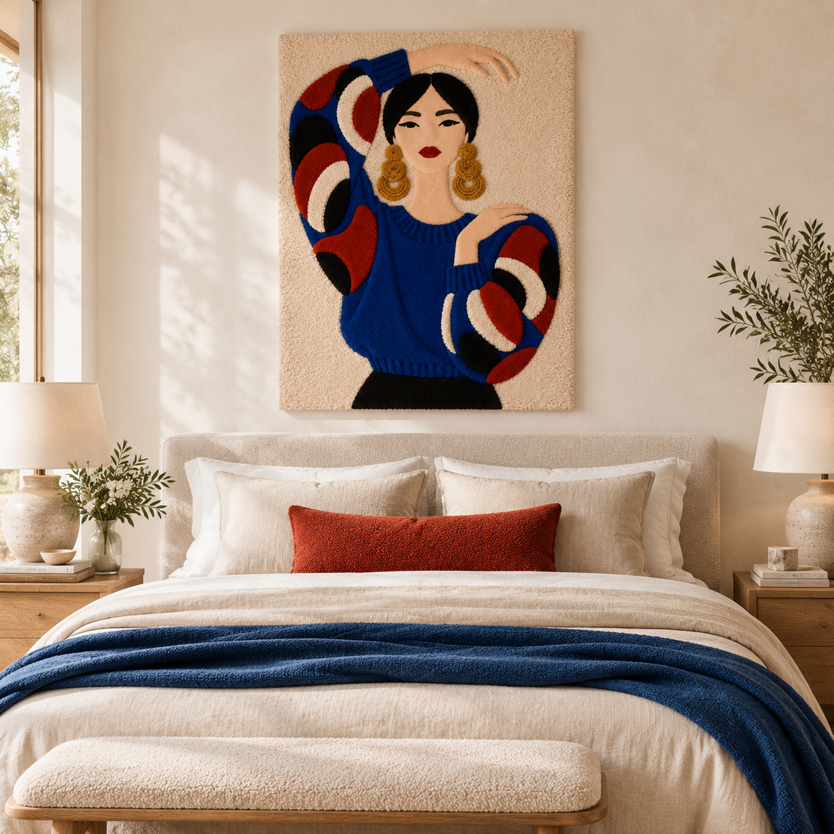 Blue Sweater Dancing Pose — room setting