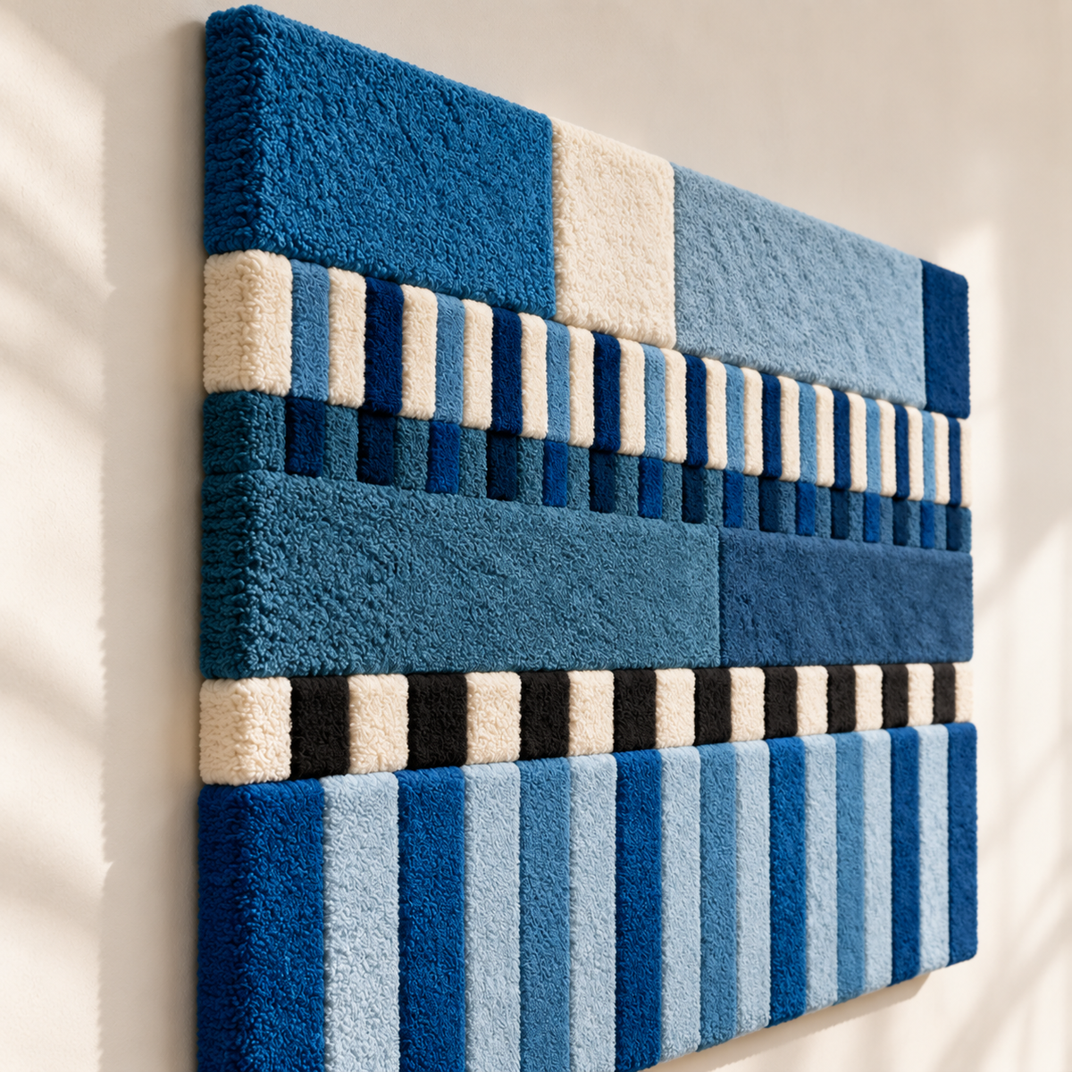 Blue Syncopation in Stripes — angled relief view