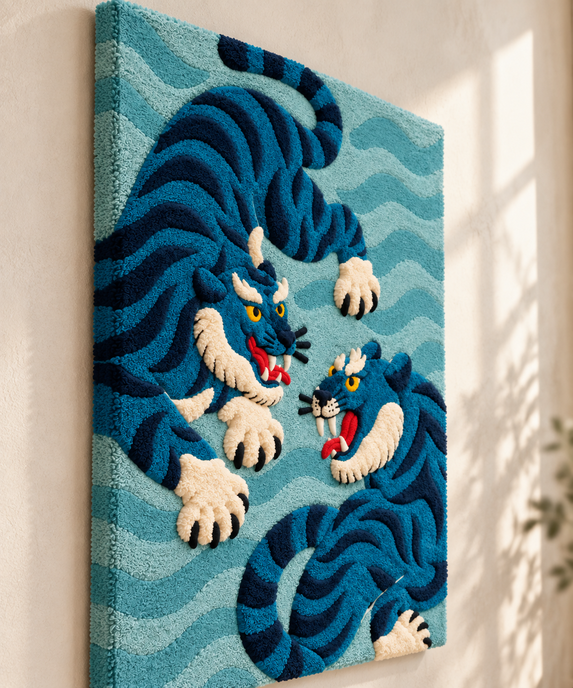 Blue Tigers in Motion — angled relief view