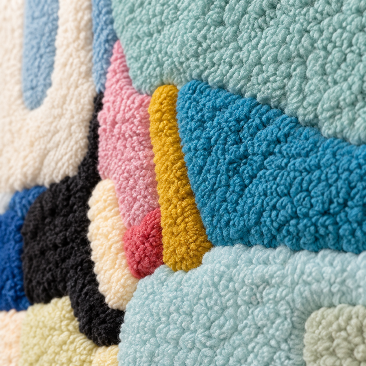 Blue Window Variations — tufted wool texture detail