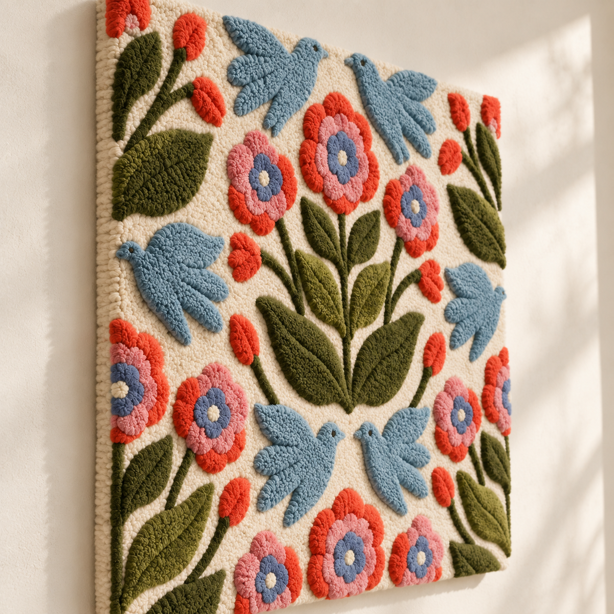 Hewn Earth Bluebird Coral Garland wall art featuring a colorful coral design with a bluebird, decorative wall decor for home.