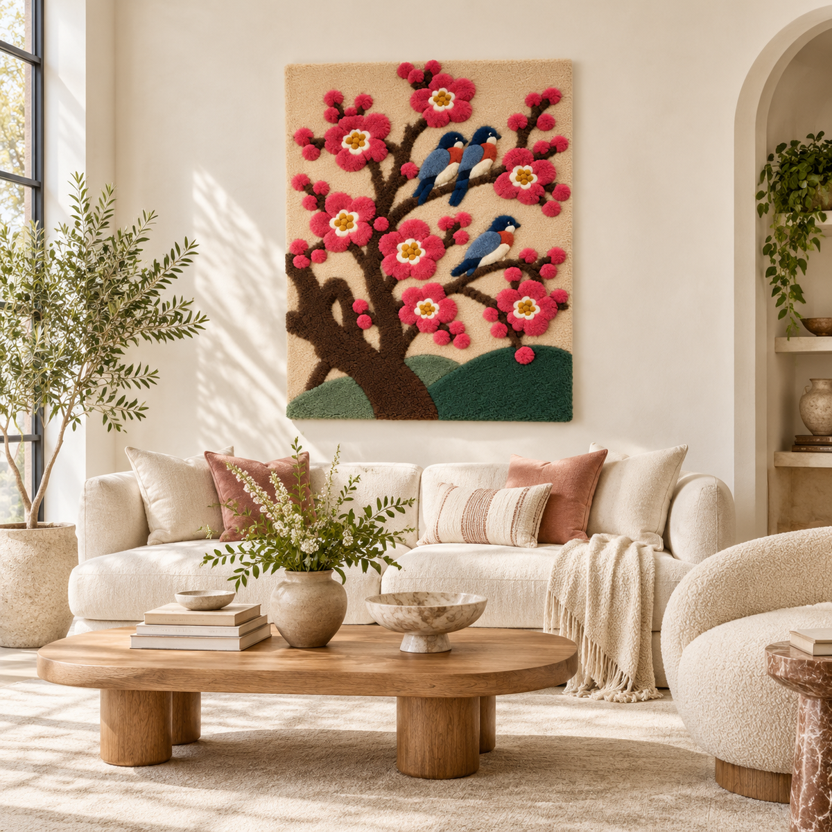 Bluebirds in the Plum Orchard — front-facing room scene