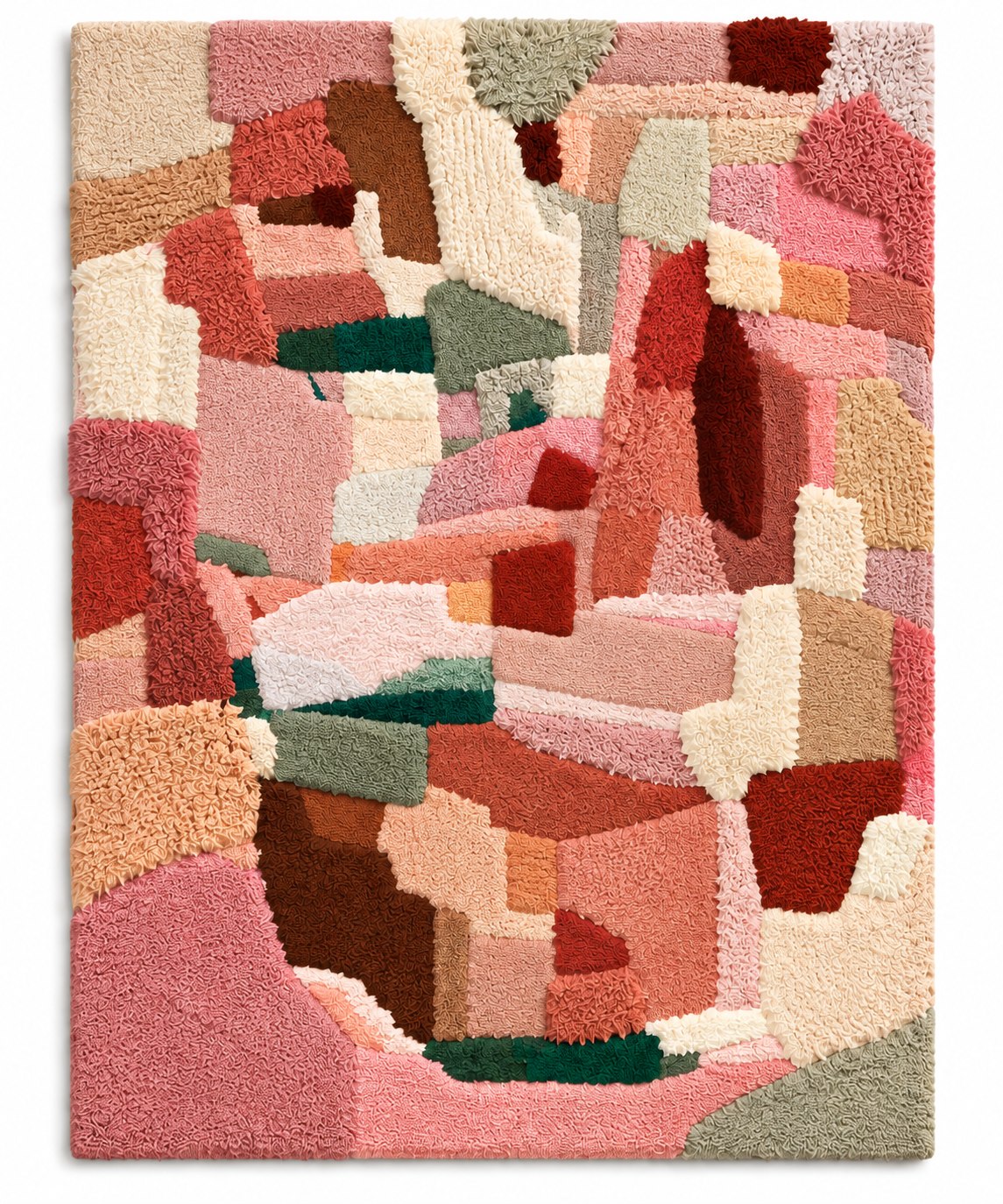 Hewn Earth Blush City Fragments wall art featuring abstract blush and neutral tones with textured geometric shapes.
