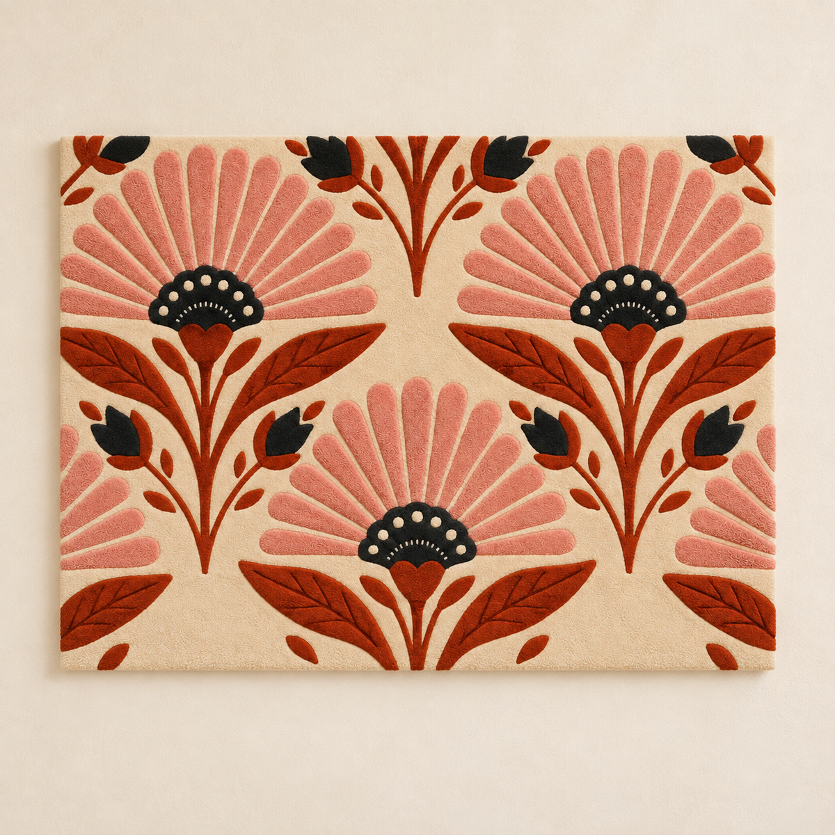 Hewn Earth blush fanflower garden wall art featuring soft pink and green floral design on a natural background.