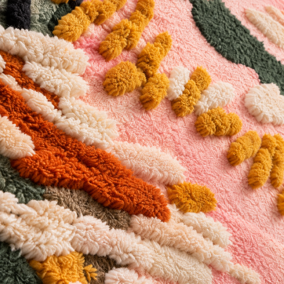 Blush Golden Current — tufted wool texture detail