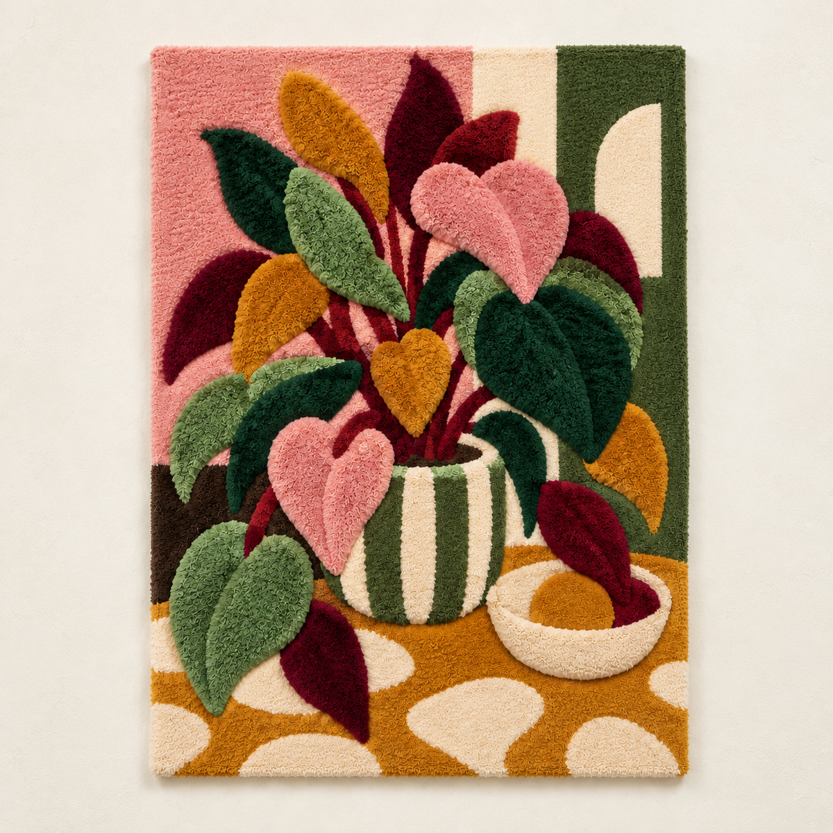 Blush Leaves in a Striped Vase — front product view [product-light]