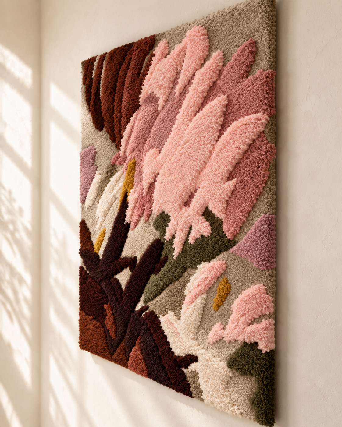 Blush Petals in Shadow — angled relief view
