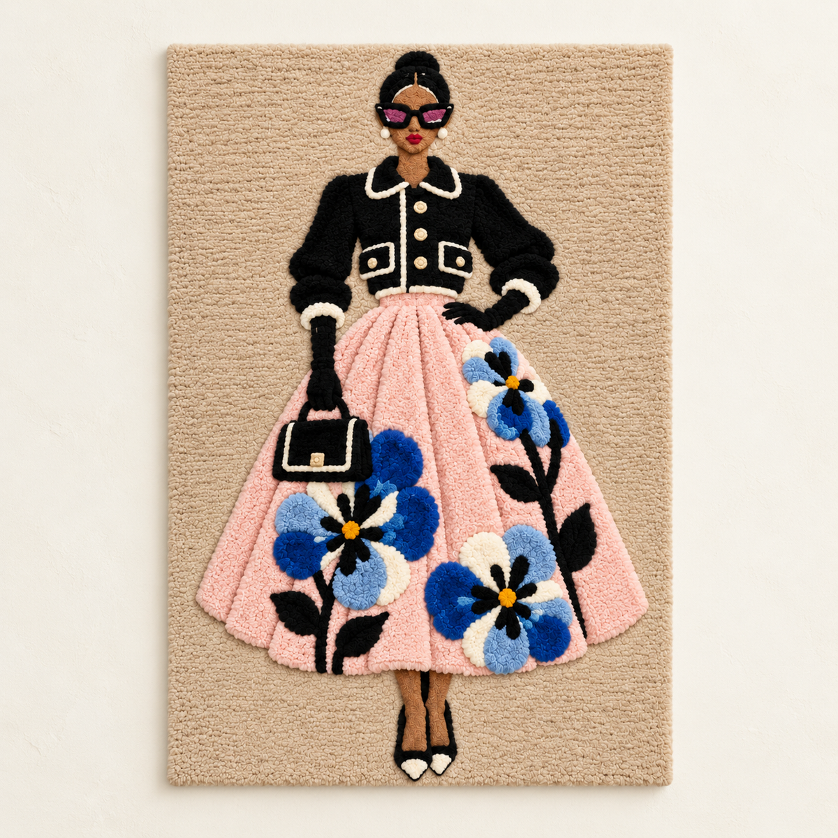 Blush Skirt Cobalt Blossoms — front product view [product-light]