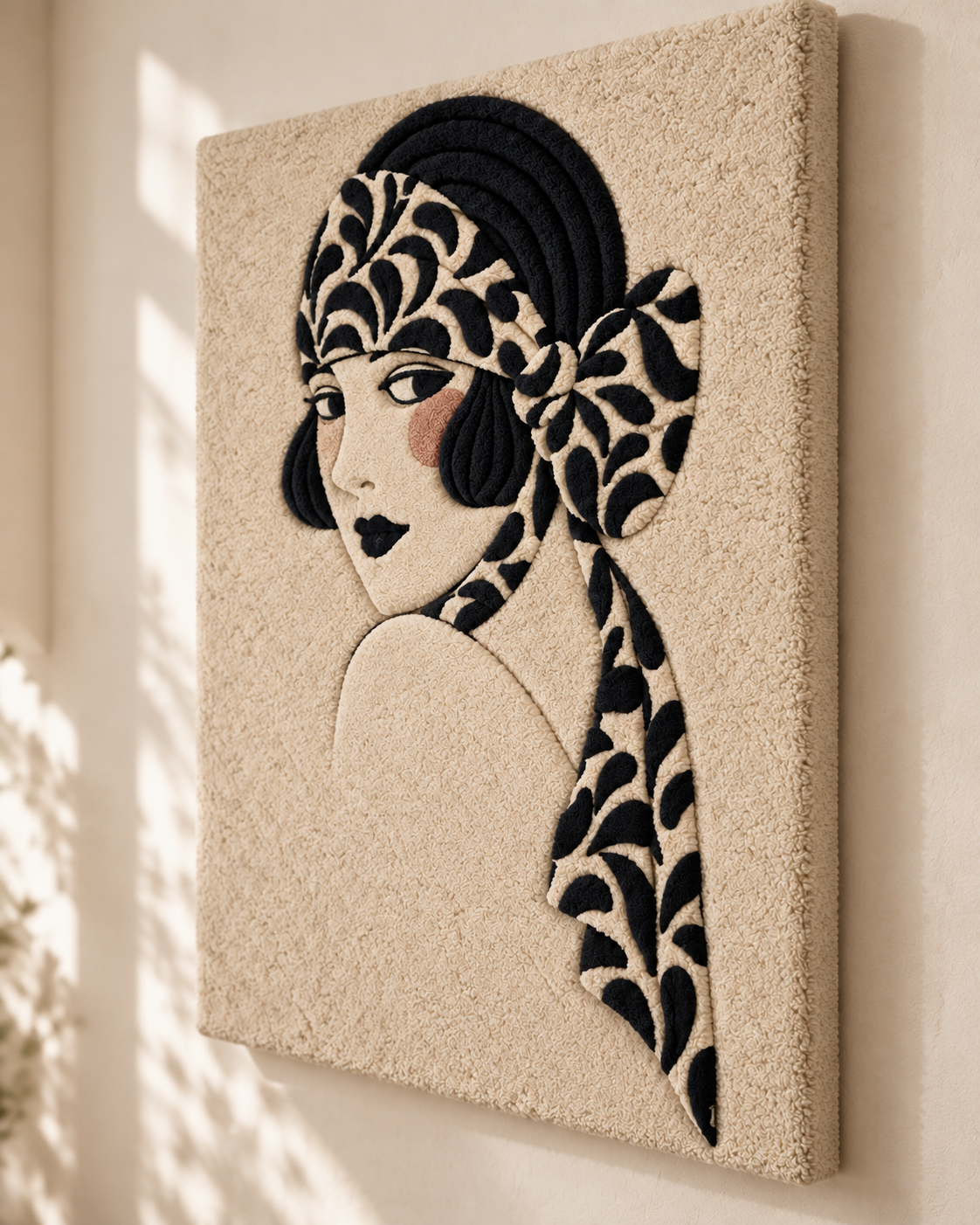 Hewn Earth Botanical Bow Portrait wall art featuring a botanical illustration of a bow, suitable for elegant home decor.