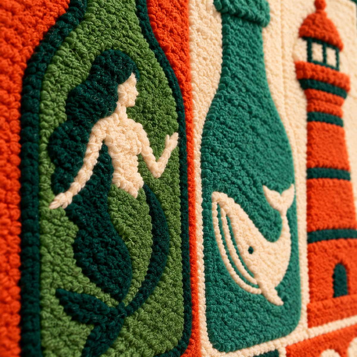Bottled Sea Legends — tufted wool texture detail