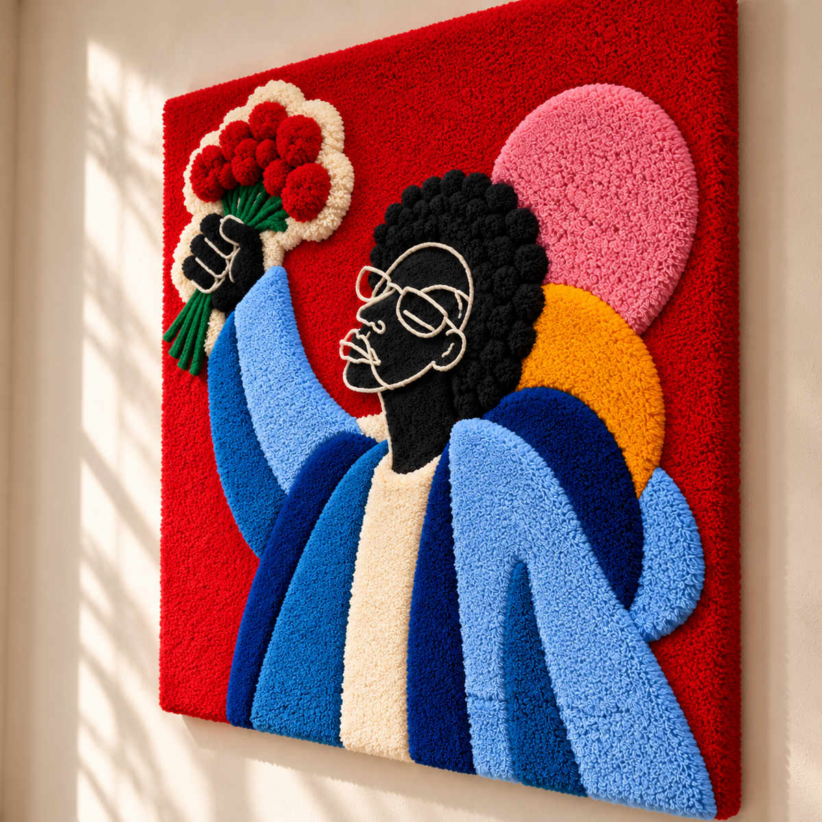 Bouquet Raised in Blue by Hewn Earth Studio — angled relief view