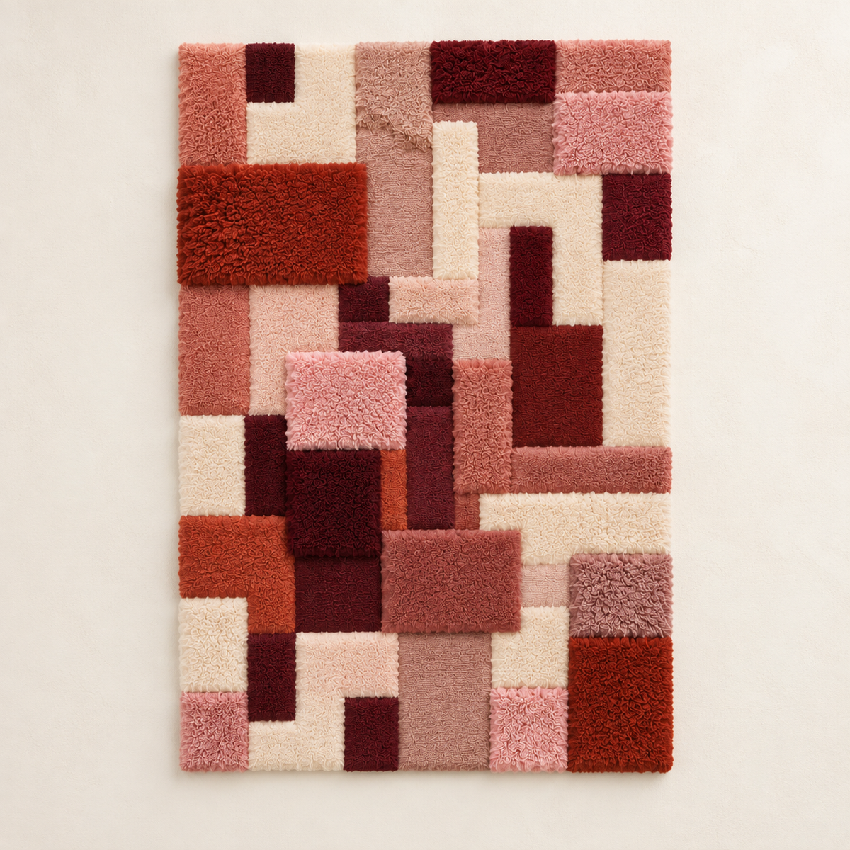 Hewn Earth brick and rose grid wall art featuring a geometric design with earthy brick textures and soft rose accents.