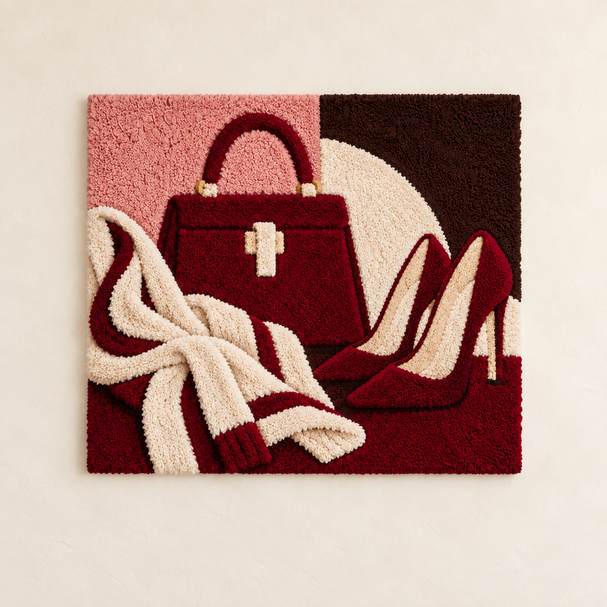 Hewn Earth Burgundy Accessories Blush Afternoon wall art featuring soft burgundy and blush tones, modern design for home decor.