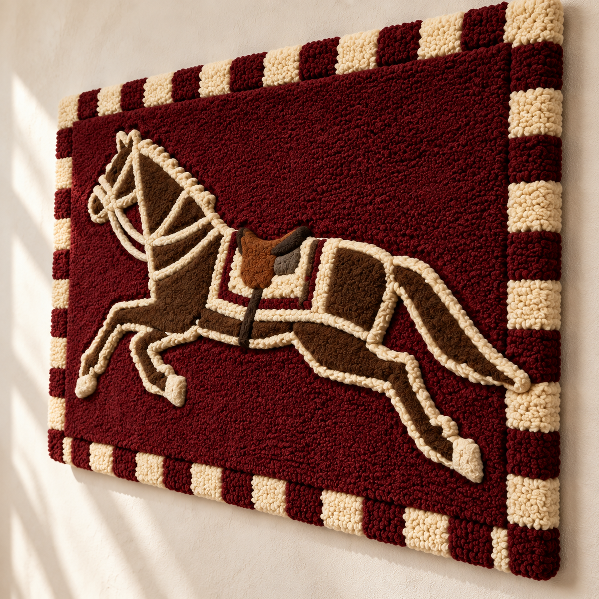 Burgundy Bridle — angled relief view